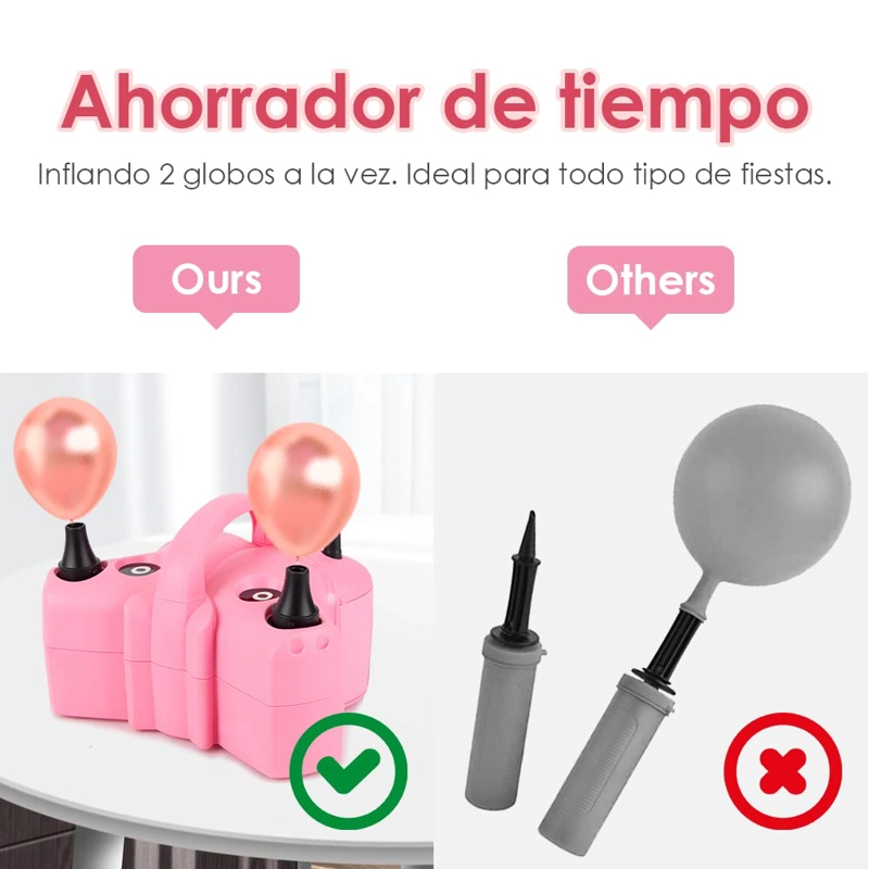 BOMBA GLOBO ELÉCTRICA INFLADOR AIRE PORTÁTIL BOQUILLA RONDON - 8
