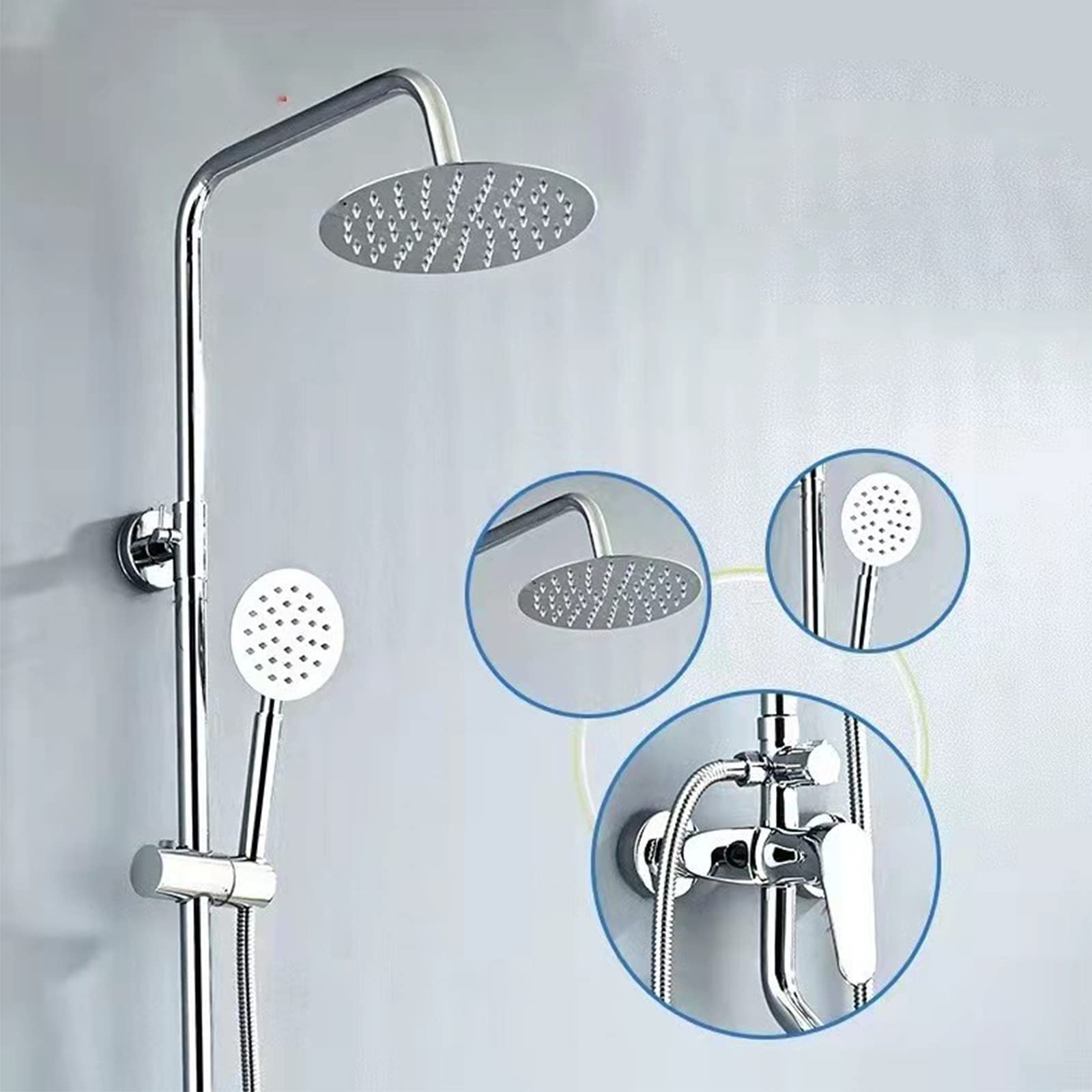 GRIFO DUCHA CABEZAL ROCIADOR MANO AJUSTABLE BOQUILLA RONDON - 4