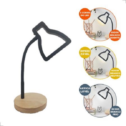 LÁMPARA MESA LUZ LED NOCHE ESCRITORIO ESTUDIO LECTURA RONDON - 6