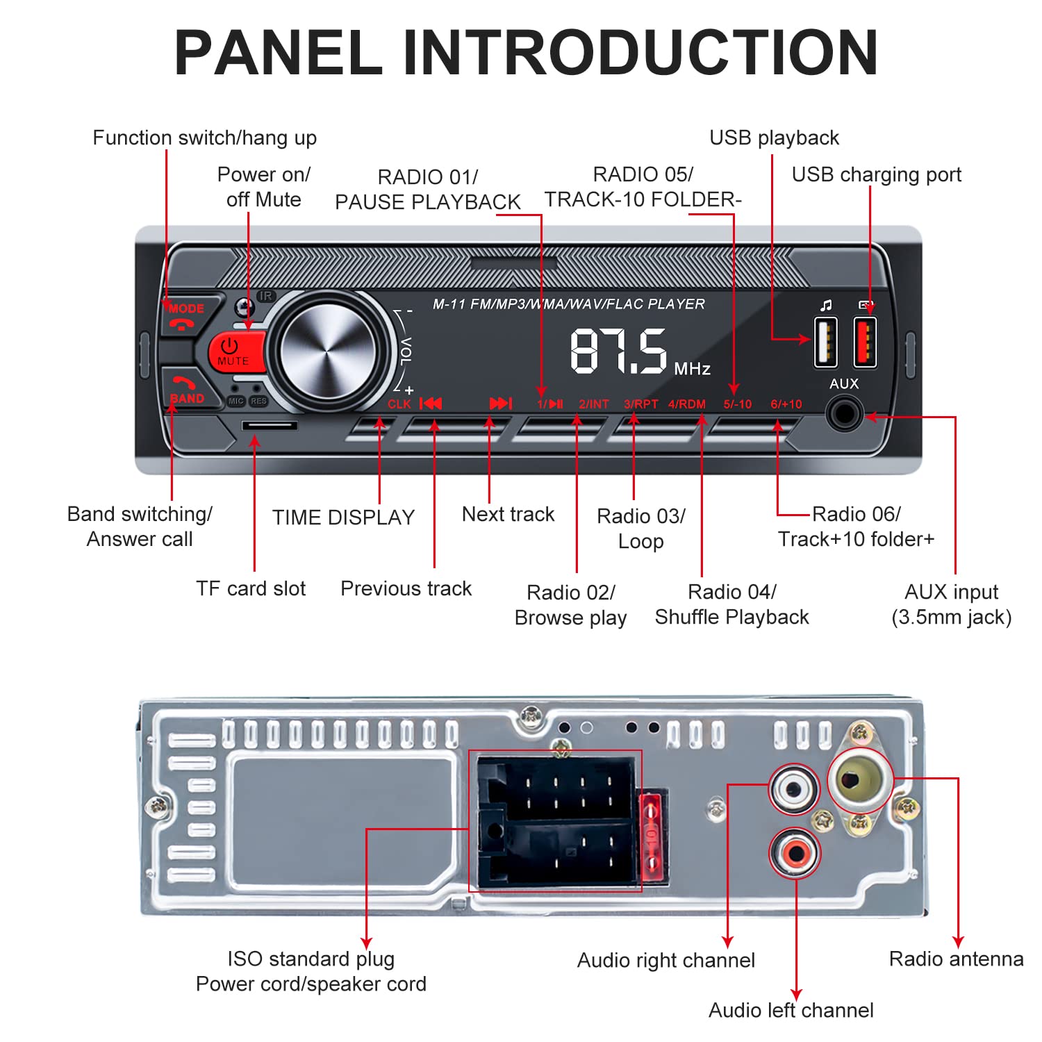 REPRODUCTOR AUTOESTÉREO BLUETOOTH USB FM ANDROID AUTO RONDON - 9