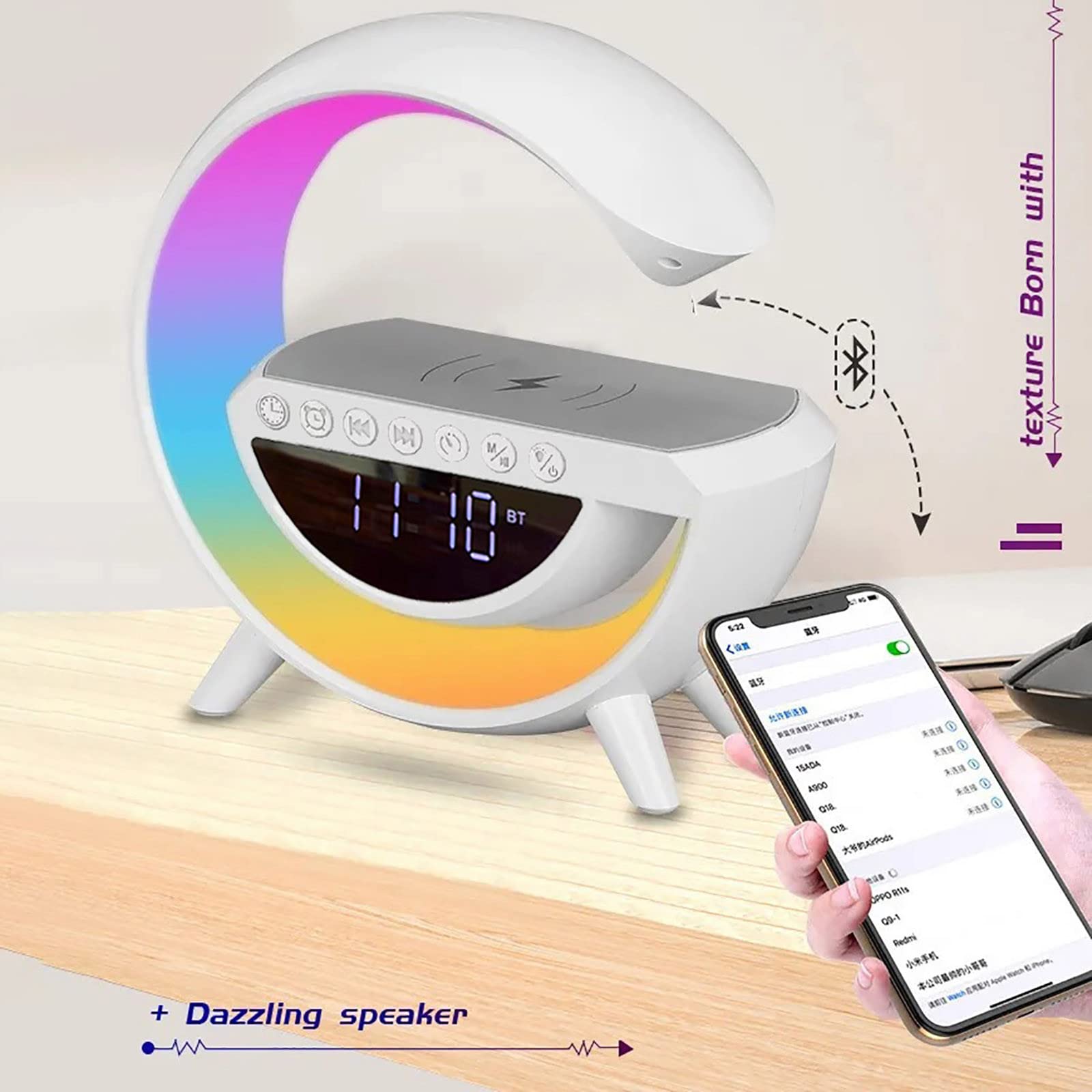 ALTAVOZ BLUETOOTH RELOJ DIGITAL LED ALTAVOCES HOGAR RONDON - 9