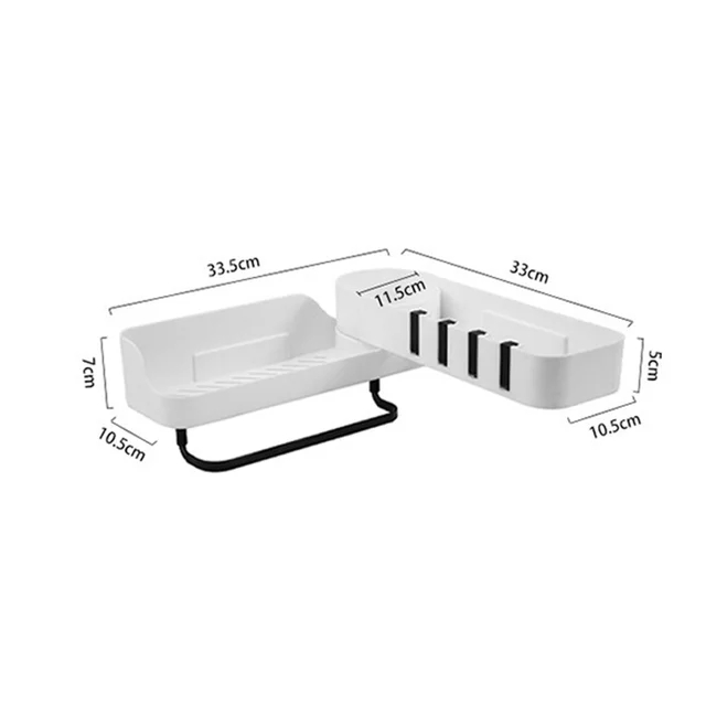 ESTANTE ESQUINERO BAÑO DUCHA GANCHOS ROTACIÓN 180 RONDON - 2