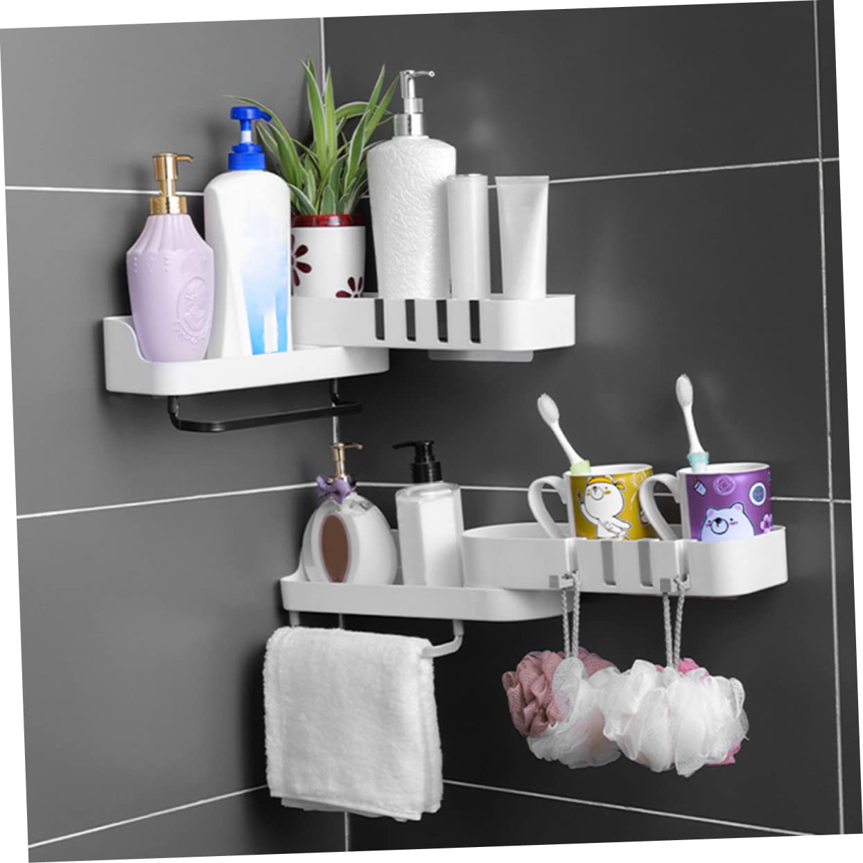 ESTANTE ESQUINERO BAÑO DUCHA GANCHOS ROTACIÓN 180 RONDON - 6