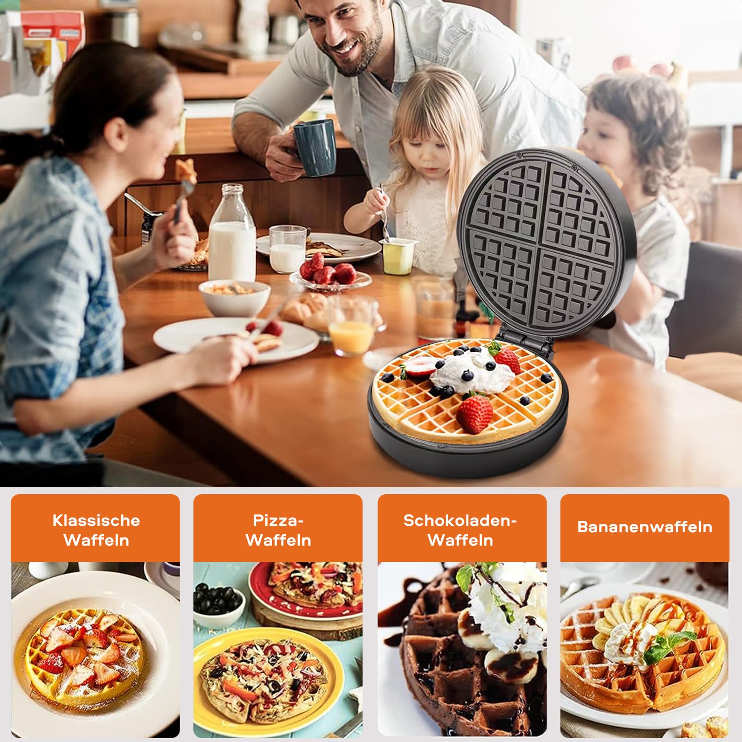 MÁQUINA WAFFLES DOBLE PLANCHA ANTIADHERENTE APERITIVO RONDON - 6