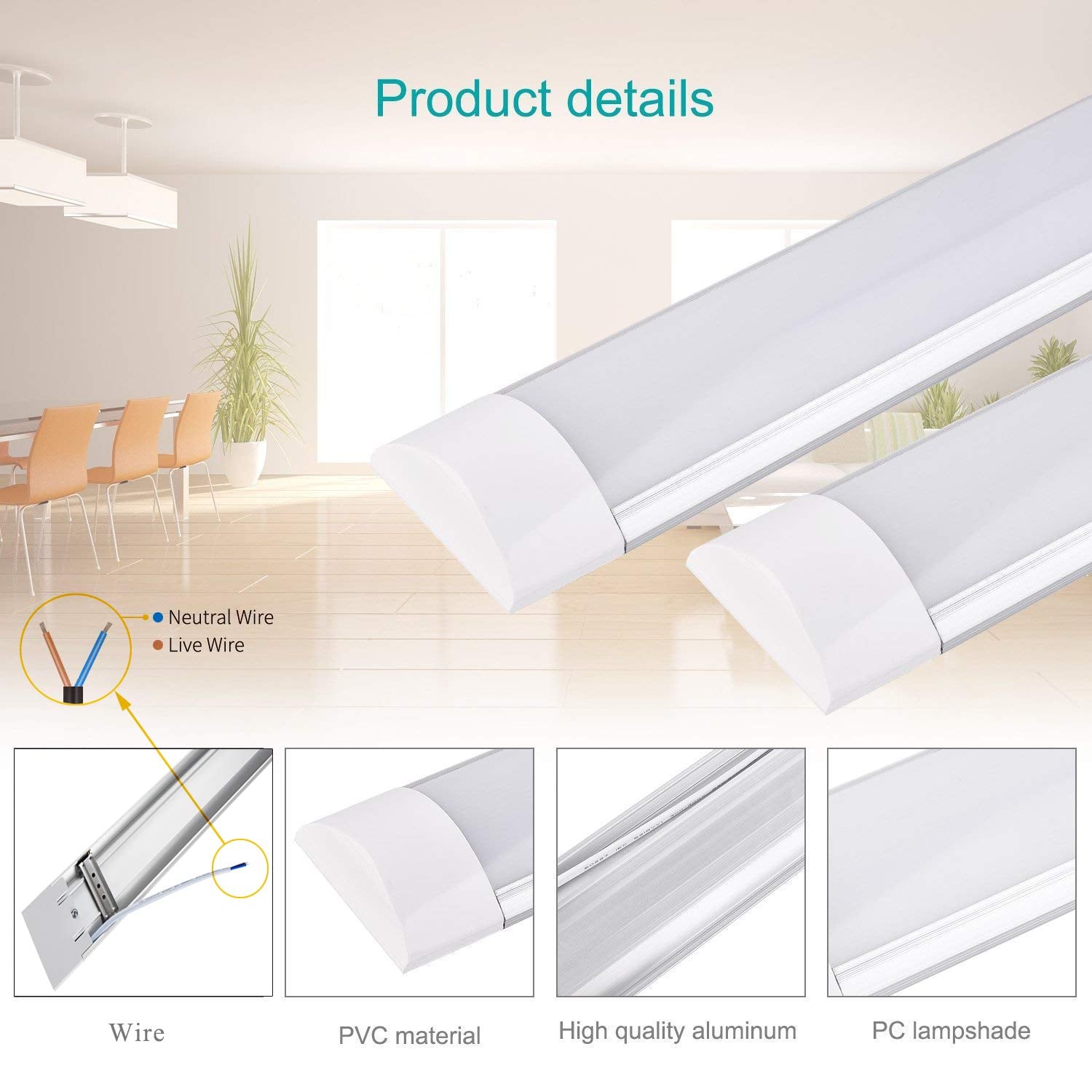 LÁMPARA TECHO TUBO LUZ LED OFICINA SALA BAÑO COCINA RONDON - 4