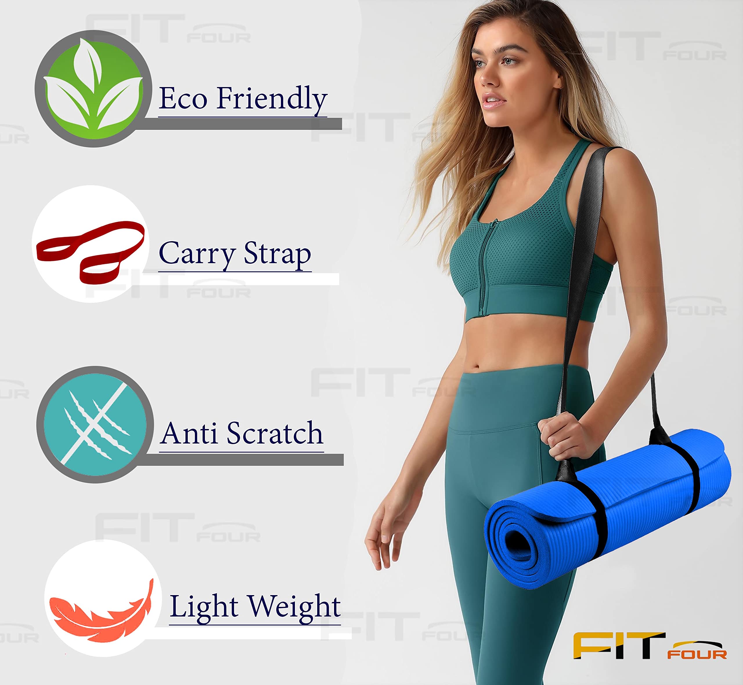 TAPETE 13PM YOGA PILATES FITNESS ANTIDERRAPANTE EQUIPO RONDON - 3