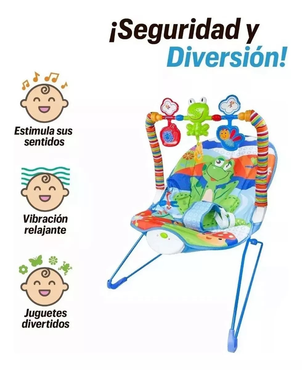 SILLA KXLY VIBRADORA MECEDORA BEBÉ MUSICAL JUEGOS HOGAR RONDON MULTICOLOR - 3