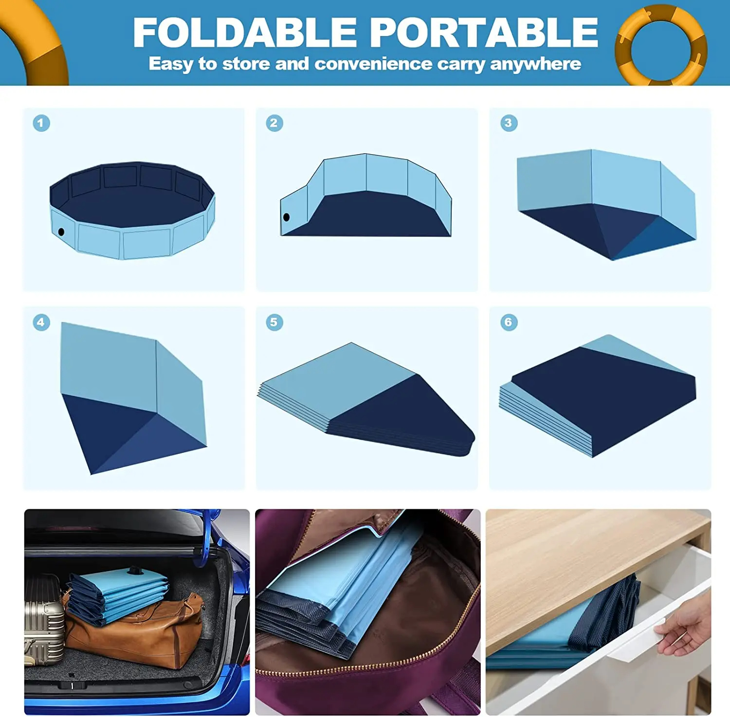 JUGUETE PERROS PISCINA PLEGABLE PORTATIL PVC RONDON HCC - 7