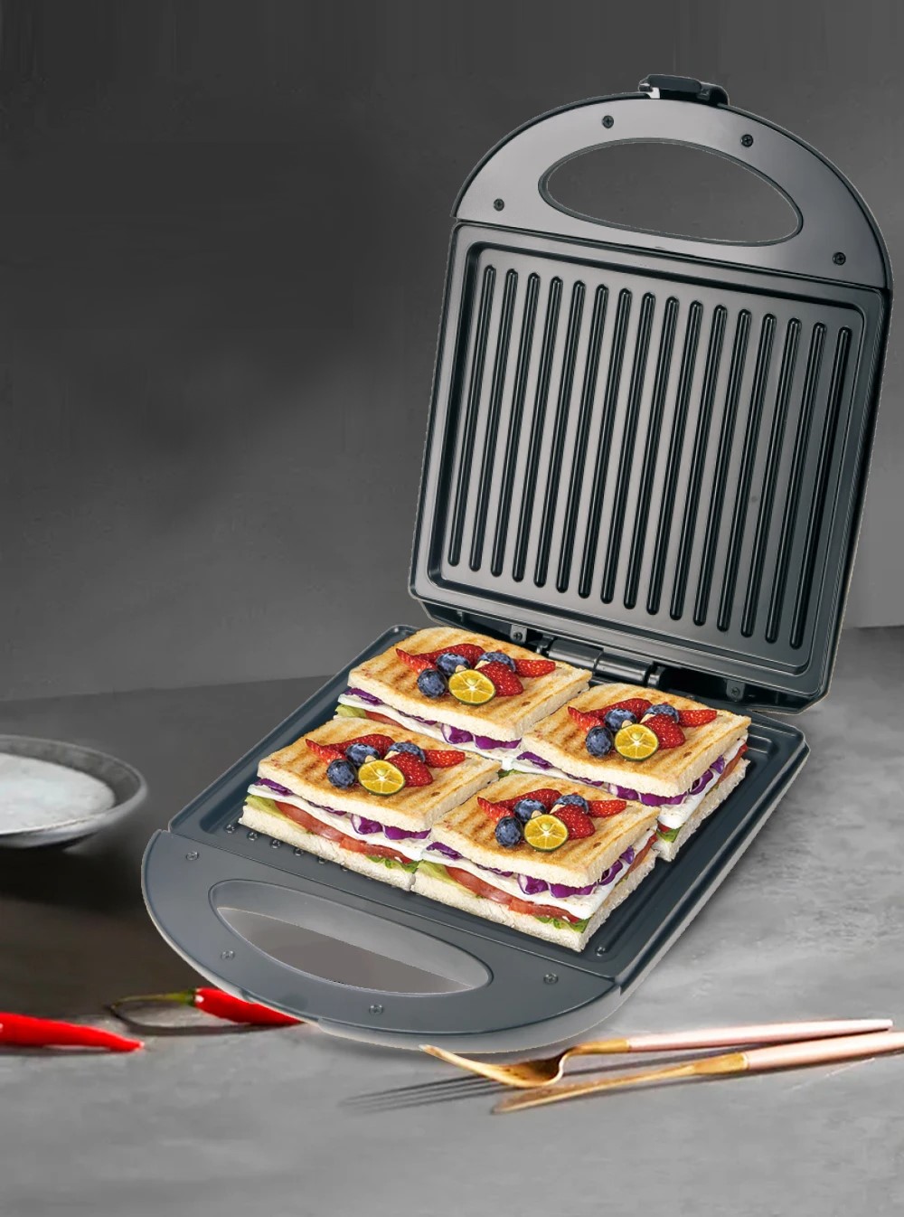 SANDWICHERA MÁQUINA HUEVOS ELÉCTRICA MULTIFUNCIÓN RONDON - 6