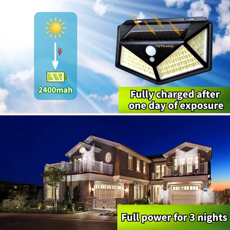 LUZ LED 100FIT NUEVO SOLAR SEGURIDAD SENSOR PARED IMPERMEABLE RONDON - 6