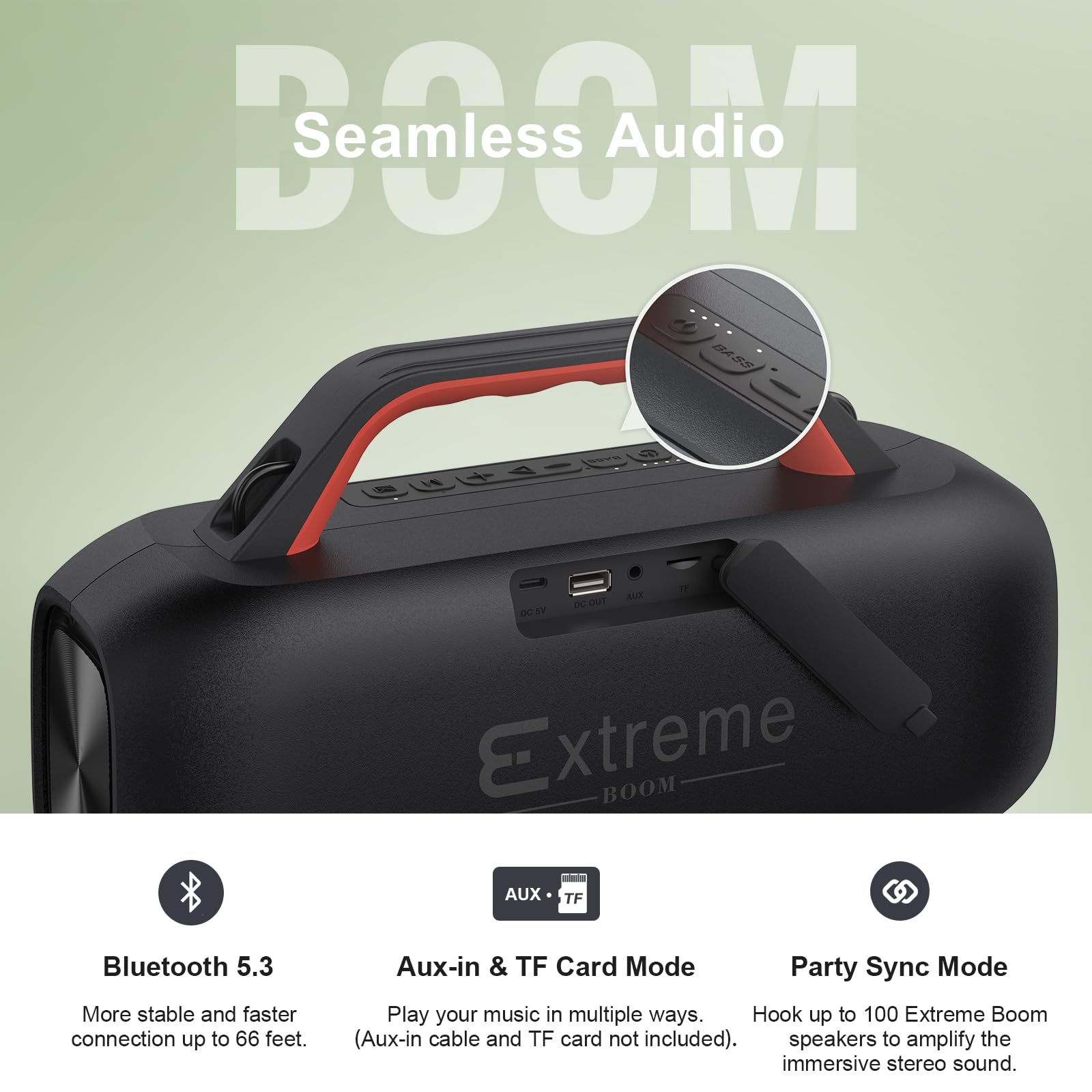 PARLANTE BLUETOOTH 100HC PORTATIL AUDIO CALIDAD MUSICA RONDON - 4