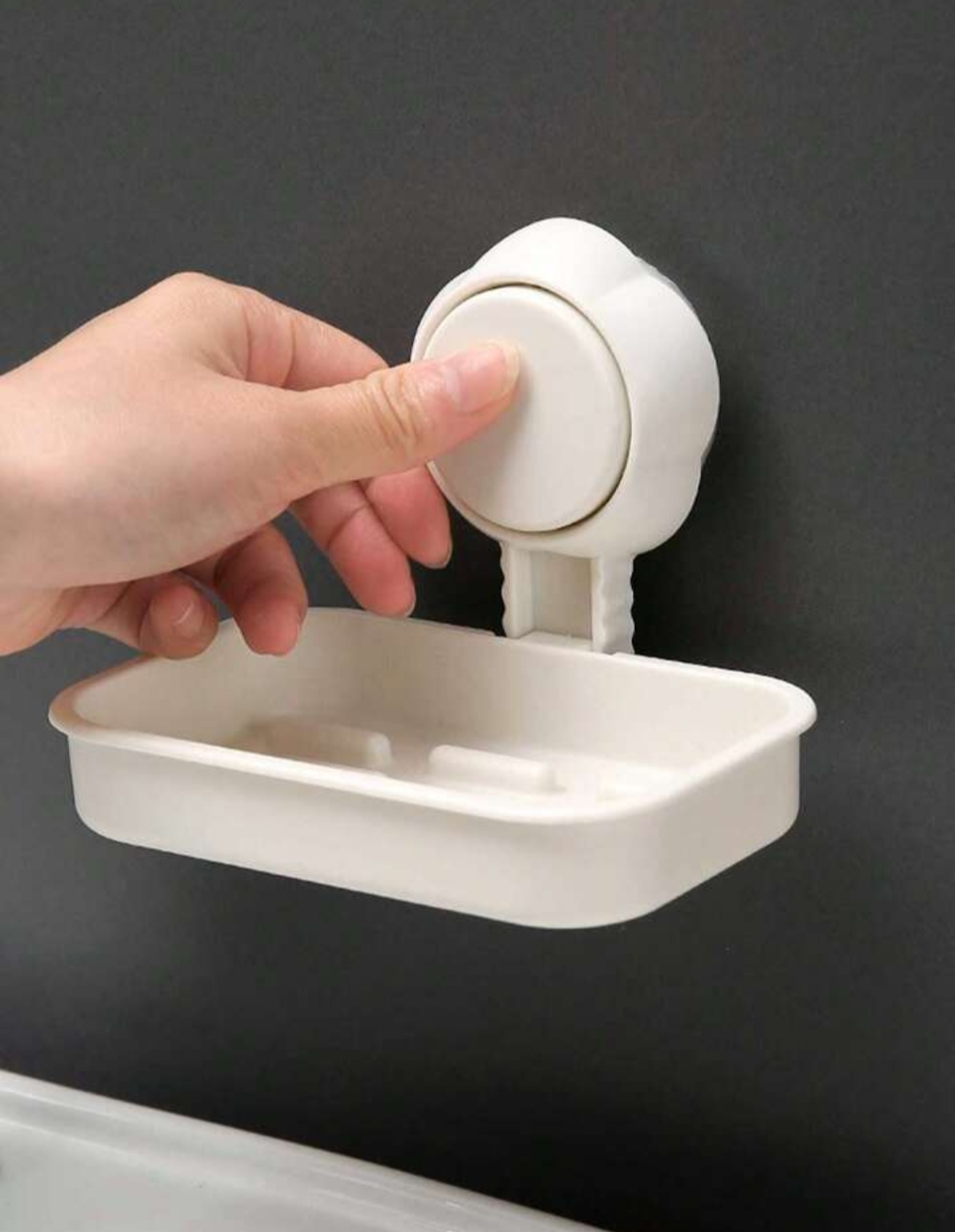 JABONERA PAKEWAY SOPORTE JABÓN VENTOSA MONTADA CAJA BAÑO RONDON - 7