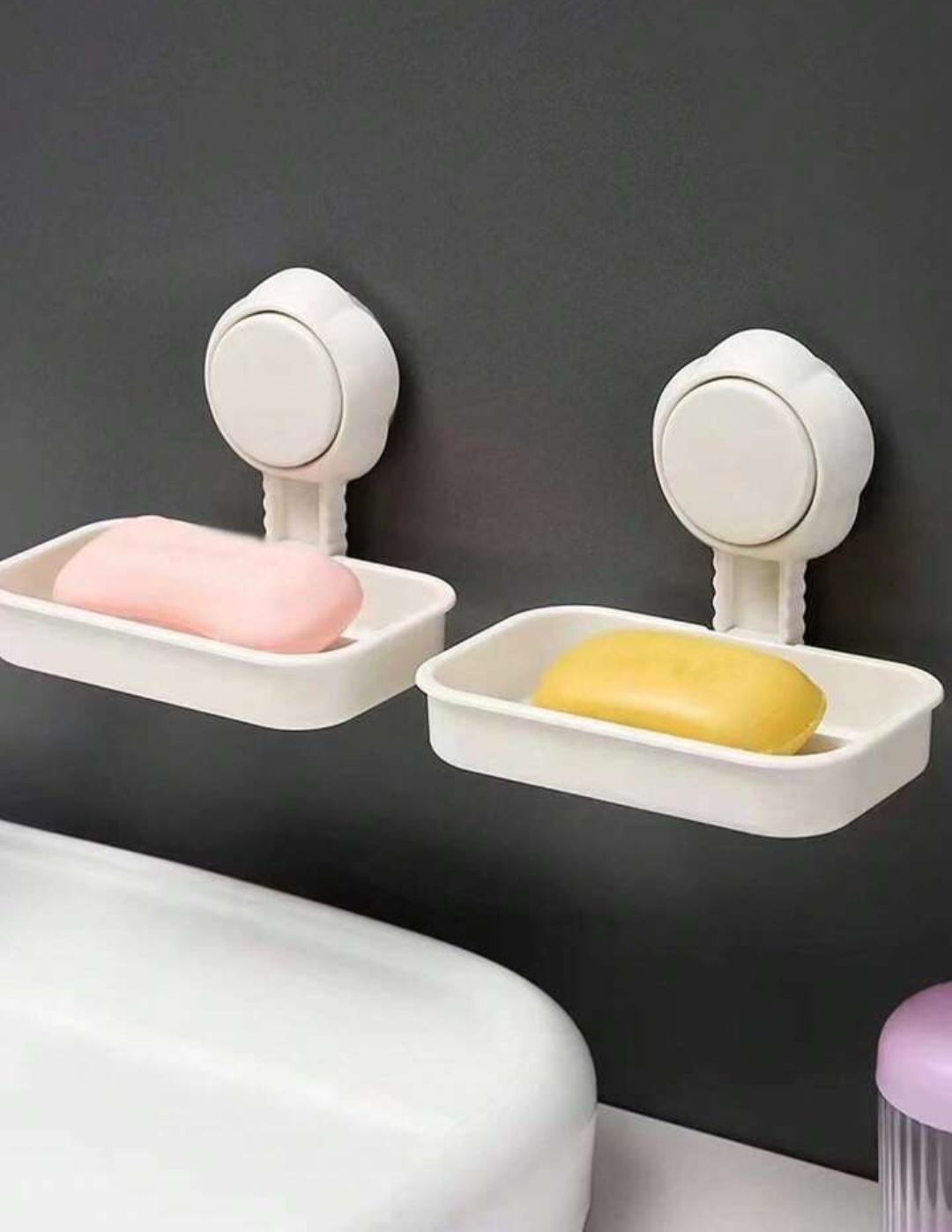 JABONERA PAKEWAY SOPORTE JABÓN VENTOSA MONTADA CAJA BAÑO RONDON - 9
