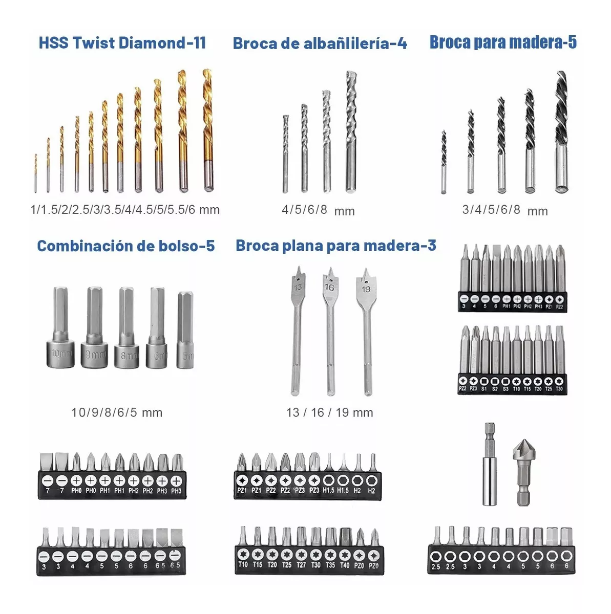 JUEGO DE BROCAS PAKEWAY PUNTAS CAJA HERRAMIENTAS REPARACION RONDON - 2