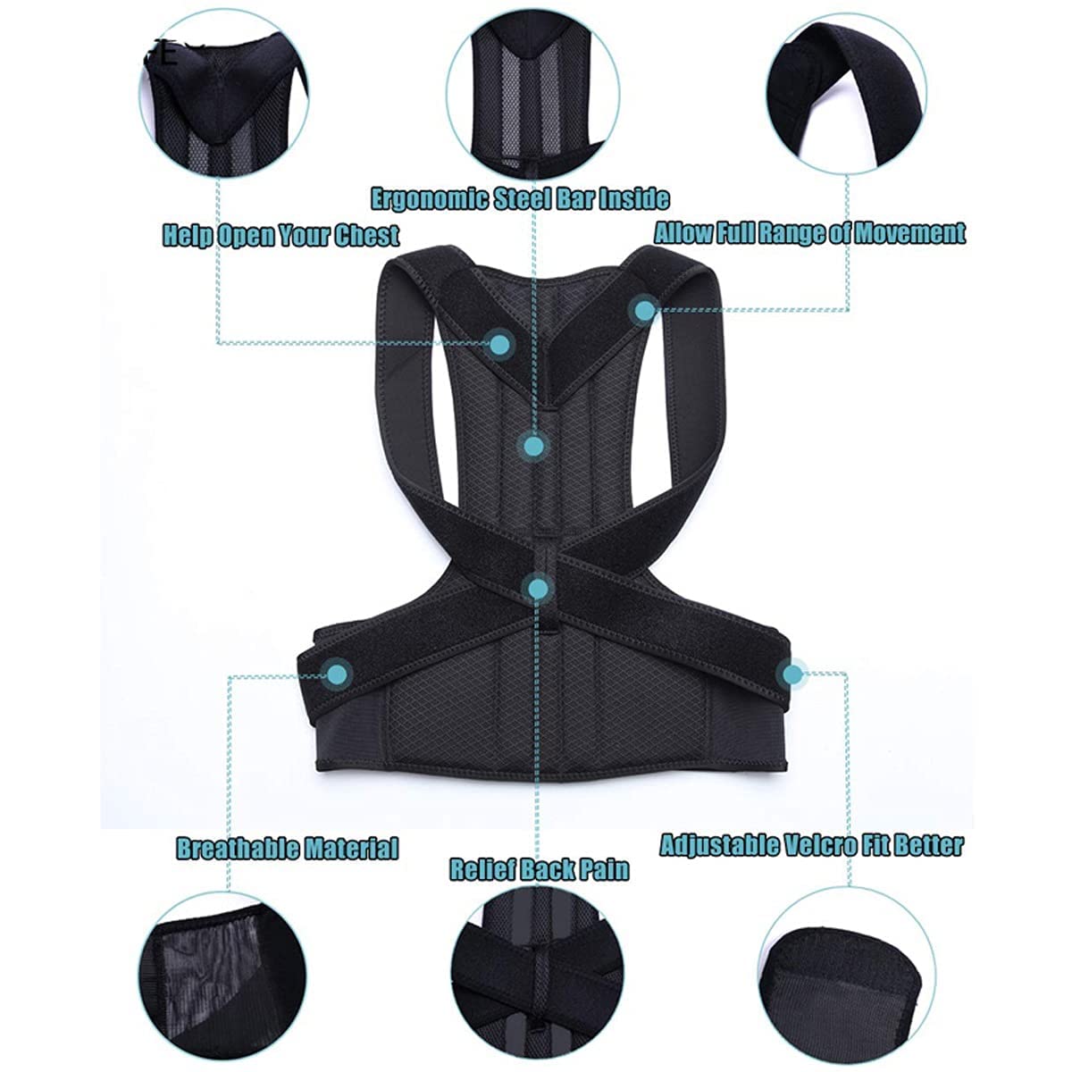 FAJA CORRECTORA POSTURA ESPALDA AJUSTABLE ALIVIO RONDON - 7