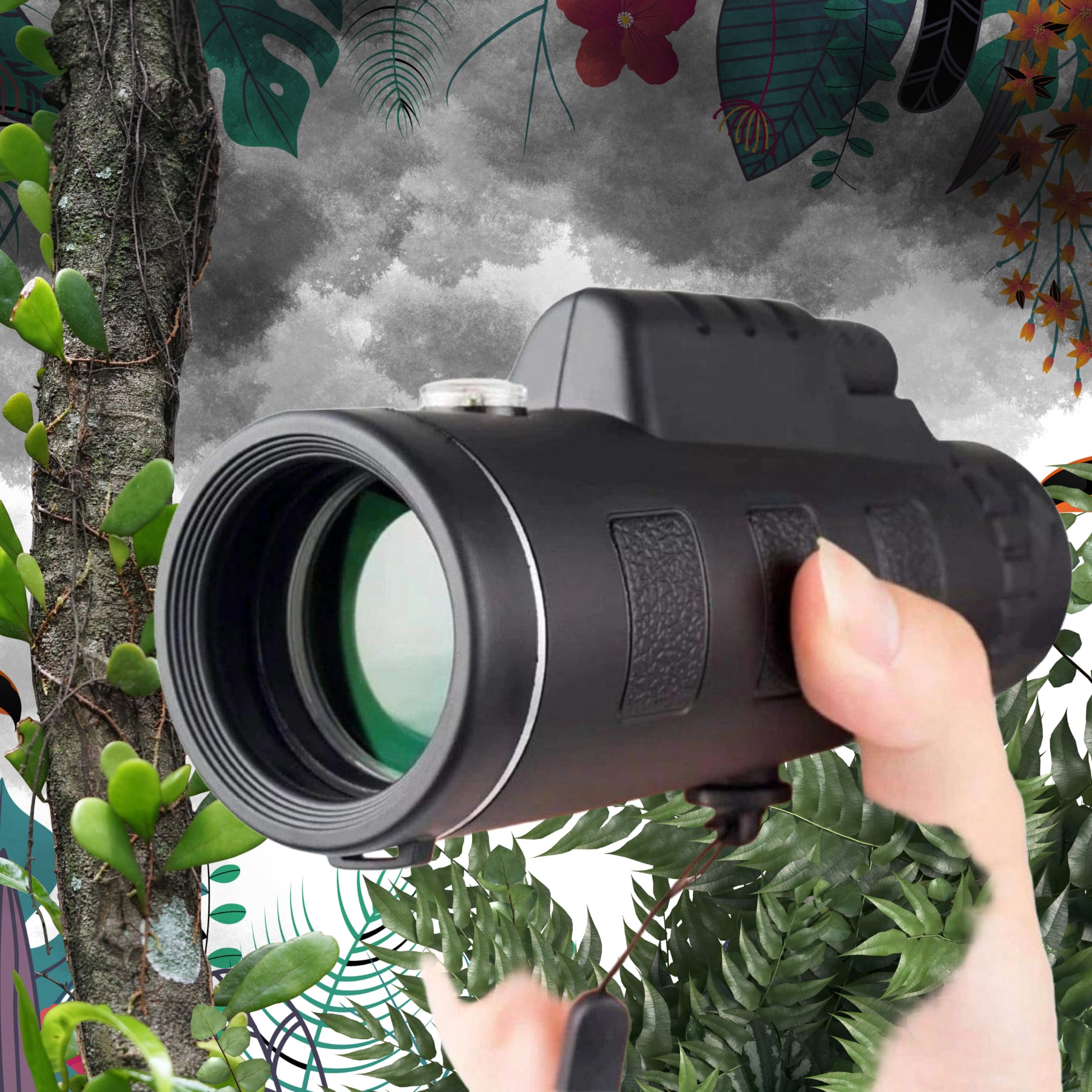 MONOCULAR HD ALTA POTENCIA SOPORTE TRIÁNGULO ALCANCE RONDON - 1