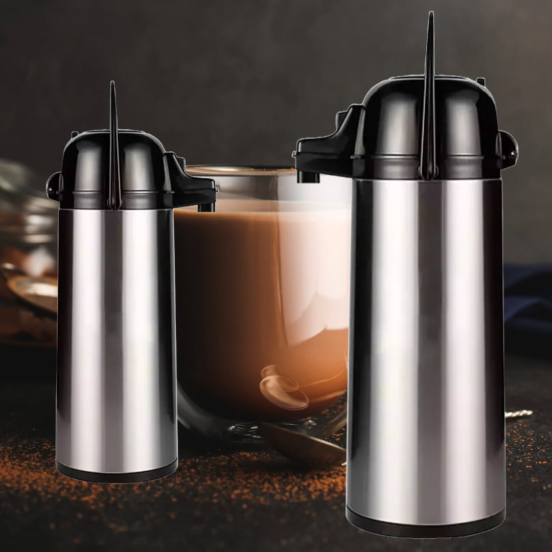 TERMO CAFÉ CROMADO PRESION FRIO CALIENTE BEBIDAS RONDON - 3