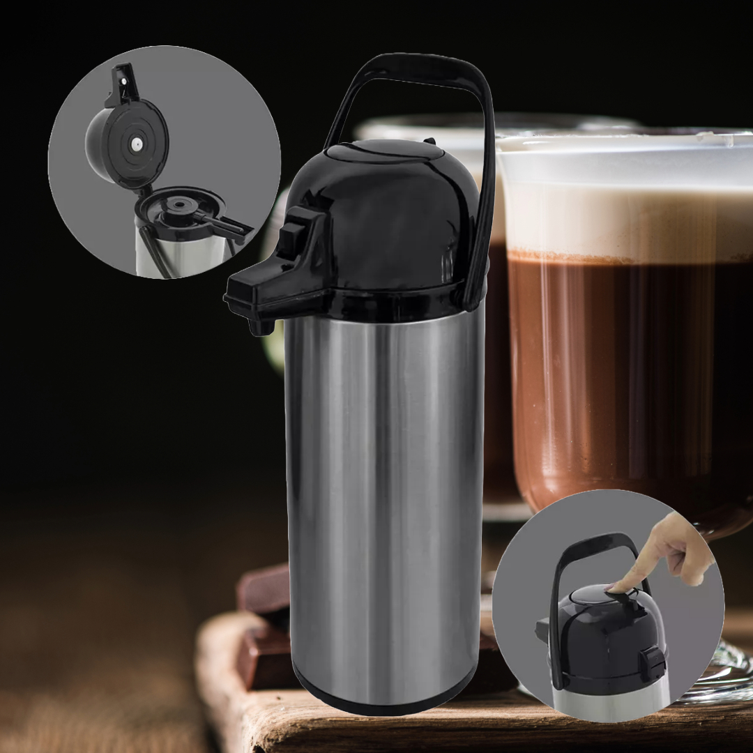 TERMO CAFÉ CROMADO PRESION FRIO CALIENTE BEBIDAS RONDON - 6
