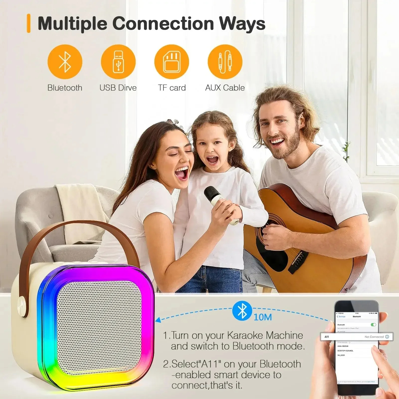 PARLANTE PORTATIL INALÁMBRICO BLUETOOTH EFECTOS VOZ RONDON - 7
