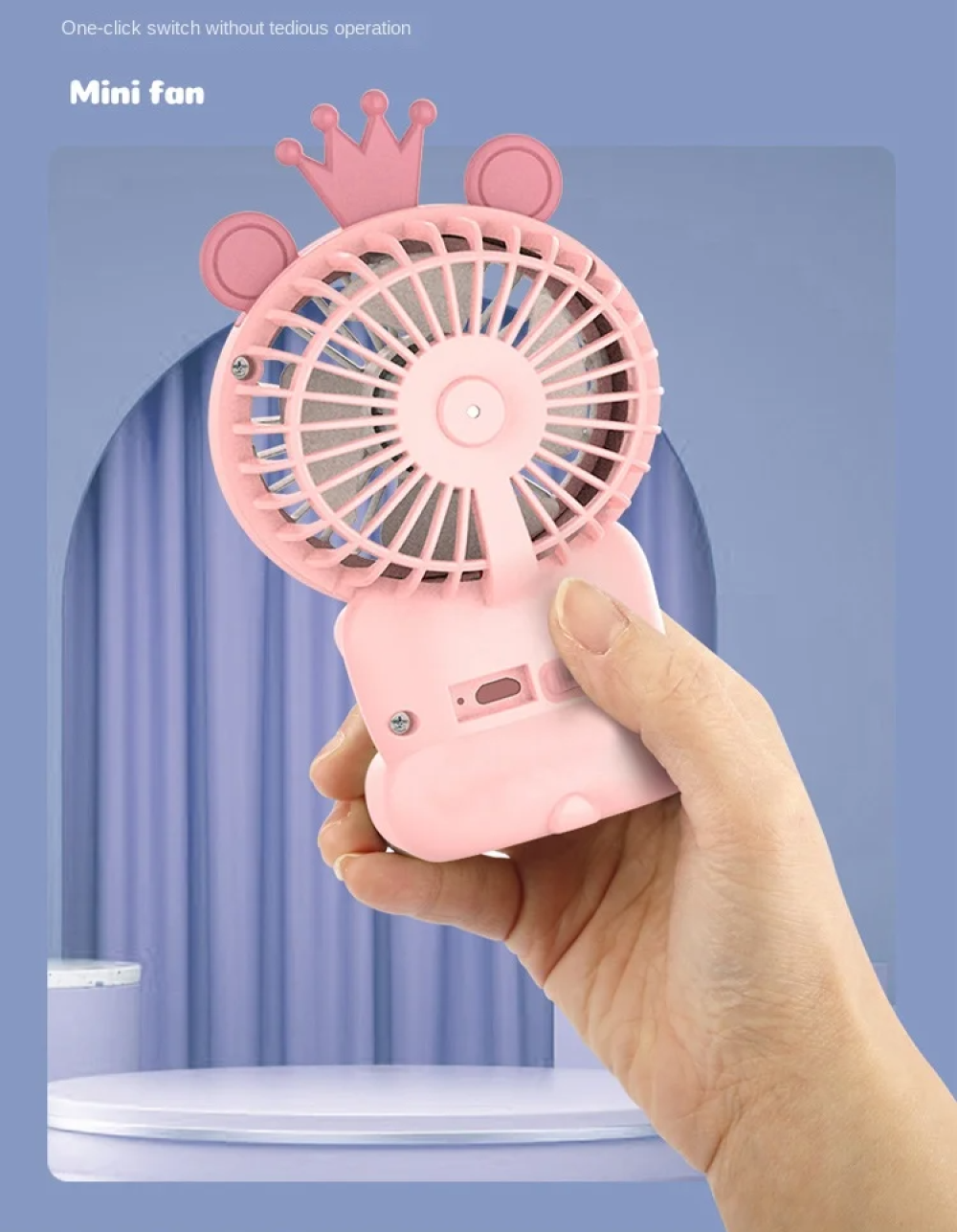 MINI VENTILADOR USB RECARGABLE PORTATIL CON LUCES LED RONDON - 7