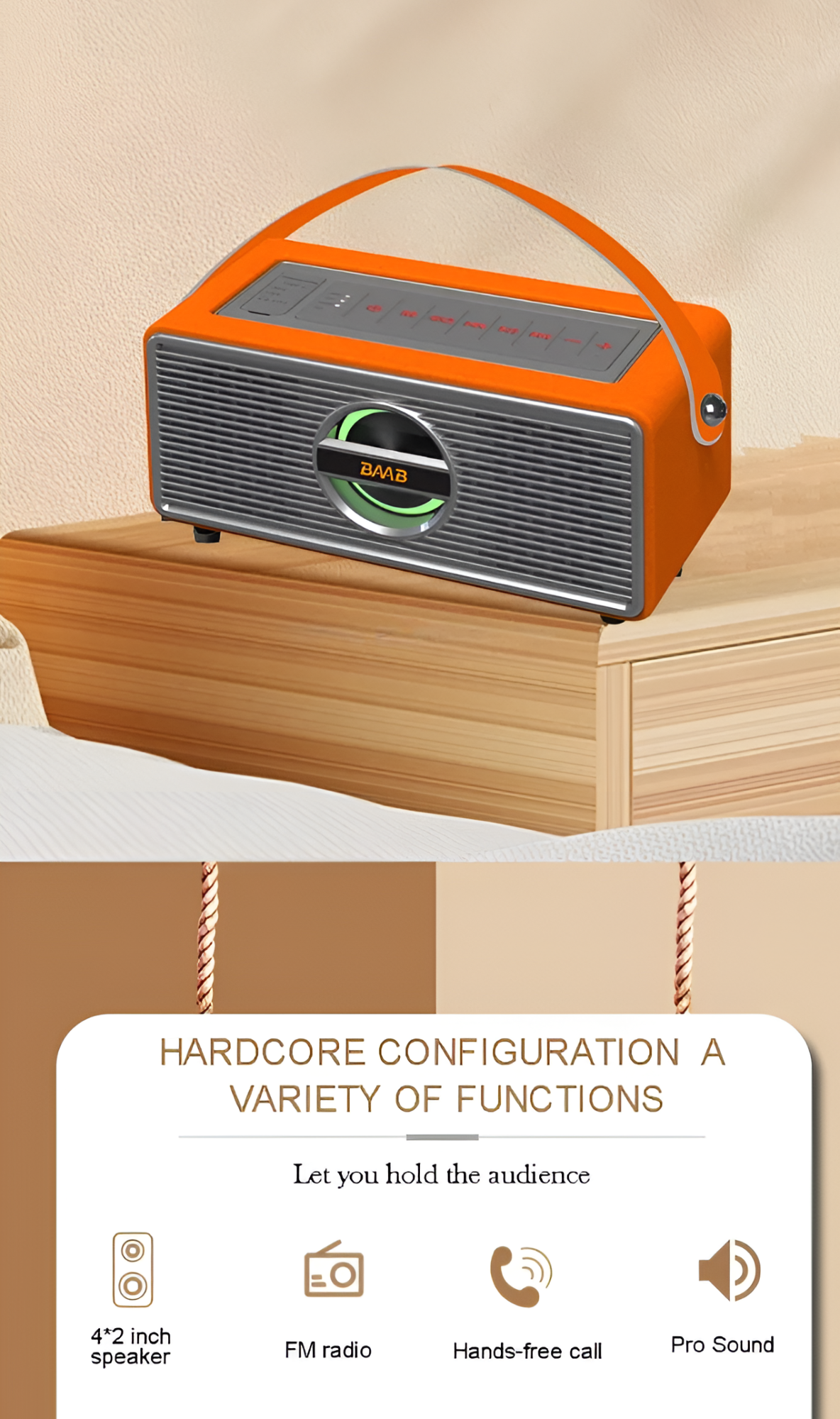 PARLANTE PORTATIL BLUETOOTH INALÁMBRICO KARAOKE AUDIO RONDON - 4
