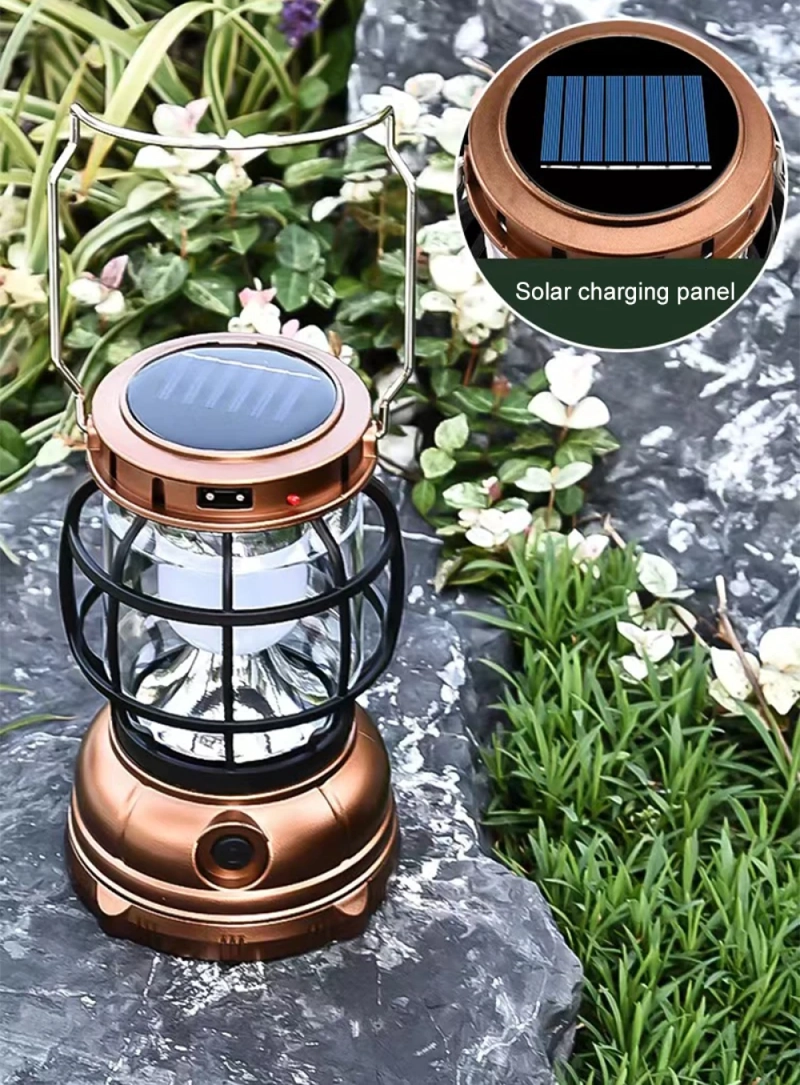 LINTERNA SOLARE LED RETRO PORTÁTILES LUZ CAMPING RONDON - 5