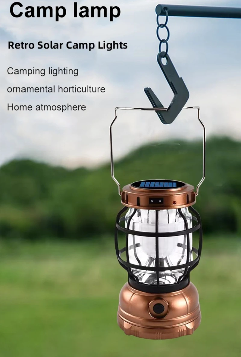 LINTERNA SOLARE LED RETRO PORTÁTILES LUZ CAMPING RONDON - 6