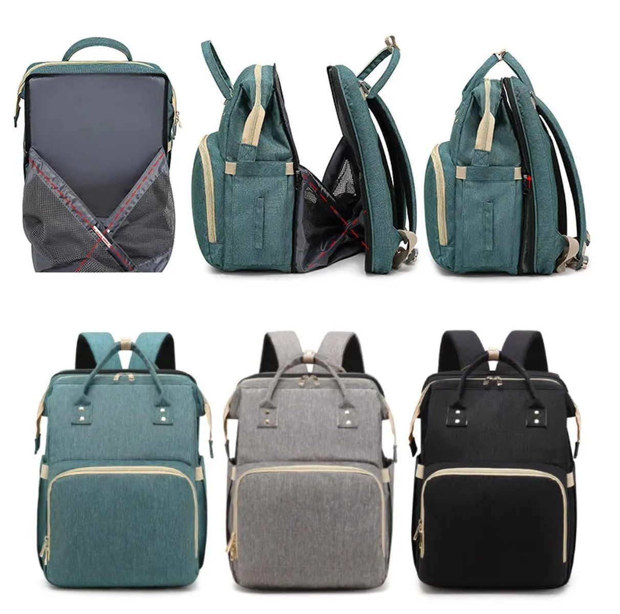 PAÑALERA BEBÉ TIPO CUNA PORTATIL FACIL LLEVAR MOCHILA RONDON - 2