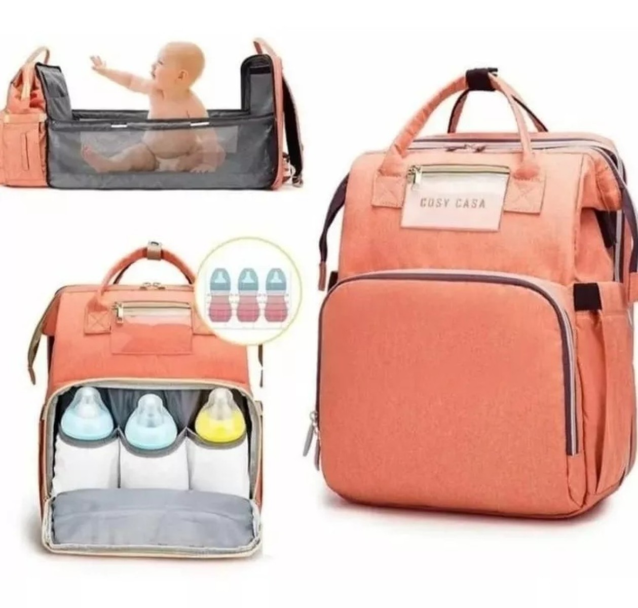 PAÑALERA BEBÉ TIPO CUNA PORTATIL FACIL LLEVAR MOCHILA RONDON - 5