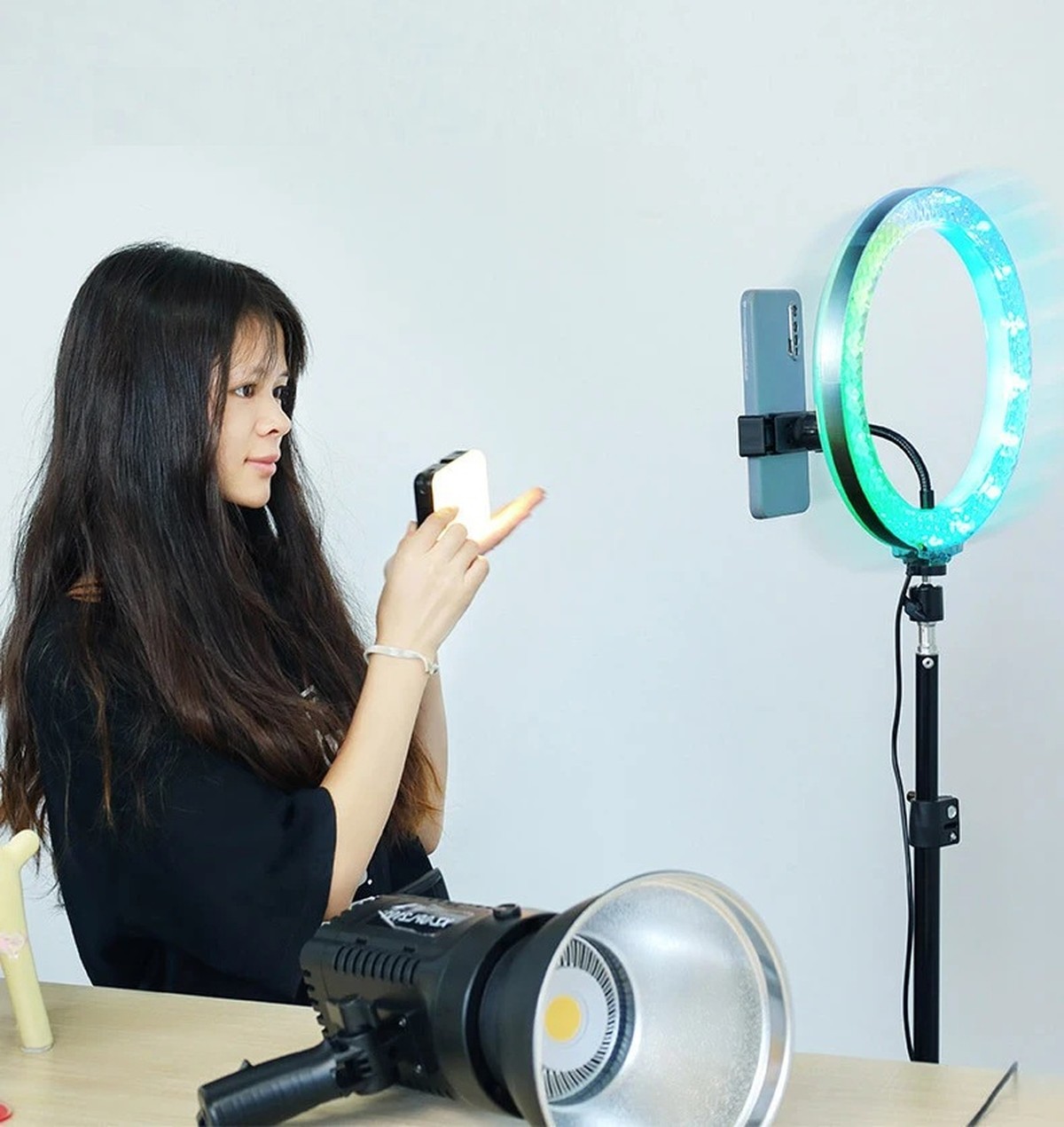 ILUMINADOR ARO ANILLO LUZ SELFIES AJUSTE COLORES RGB JER - 6
