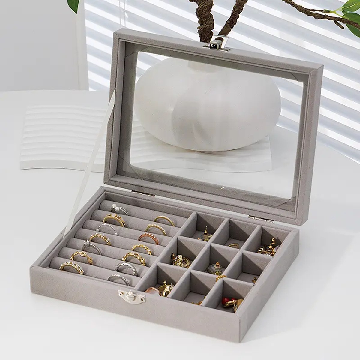 JOYERO CAJA EXHIBICIÓN ESTUCHE ORGANIZADOR JOYAS JER - 9
