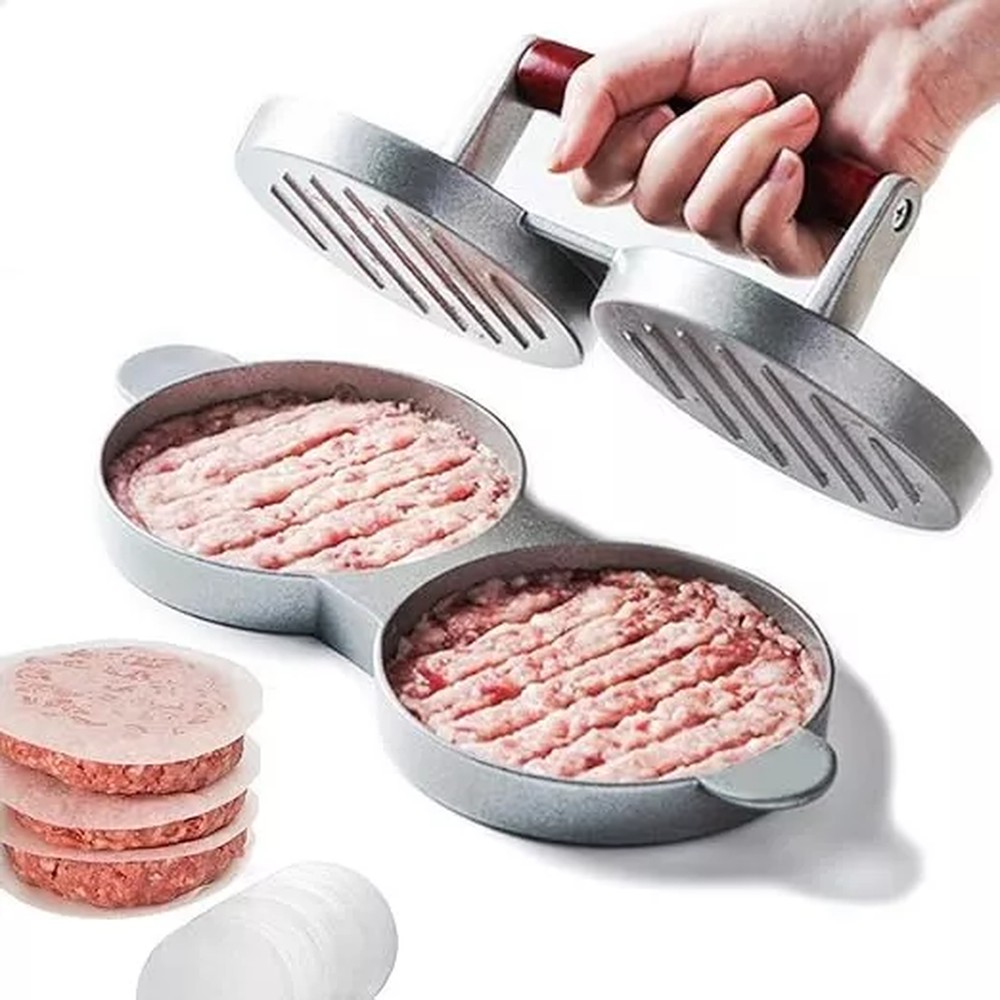 MOLDE PRENSA HAMBURGUESAS DOBLE TAMAÑO PERFECTO COCINA JER - 6