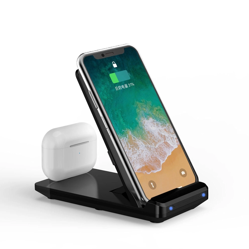 CARGADOR INALAMBRICO PLEGABLE MOVIL TELEFONO 2 EN 1 15W LAU - 1
