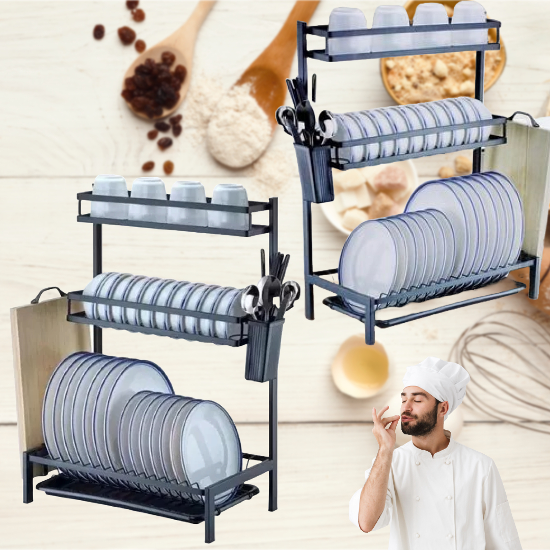 ESCURRIDOR PLATOS SECADOR 3NIVELES LOZA SOPORTE CUBIERTO LAU - 4