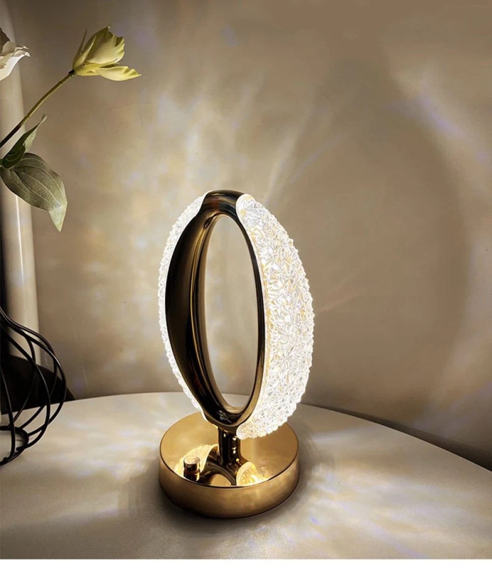 LAMPARA LED DIAMOND CRISTAL TACTIL DORMITORIO MESA USB LAU - 2