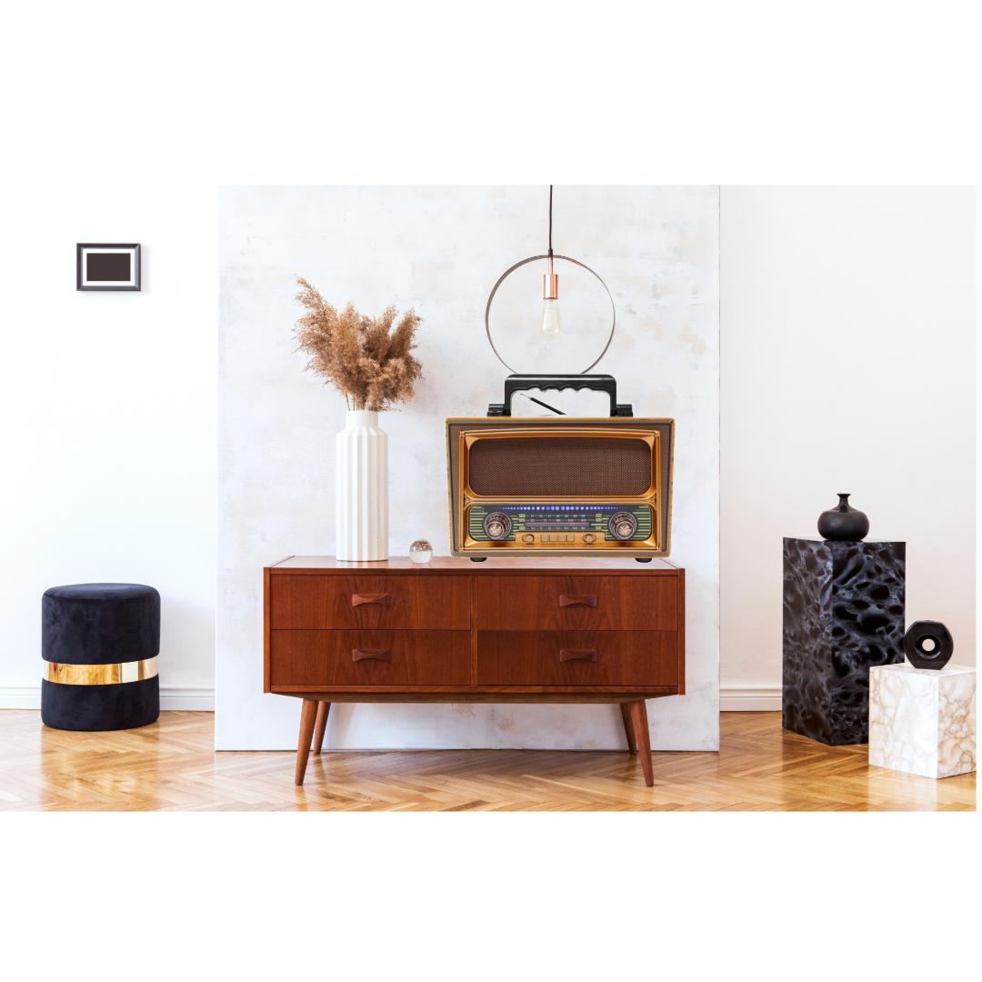 PARLANTE RADIO AM FM BLUETOOTH VINTAGE USB RECARGABLE LAU - 2
