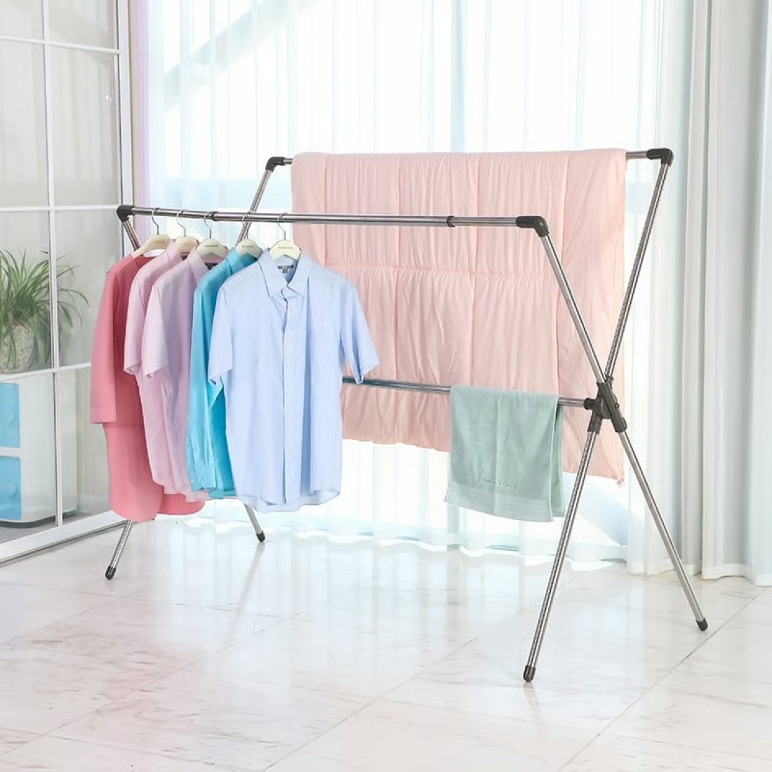 PERCHERO TENDEDERO PLEGABLE ROPA SECA ACERO INOXIDABLE LAU - 4