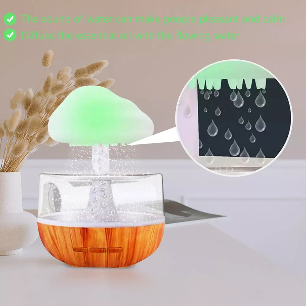 HUMIDIFICADOR NUBE LLUVIA DORMITORIO RELAJANTE LUZ AGUA JER - 1