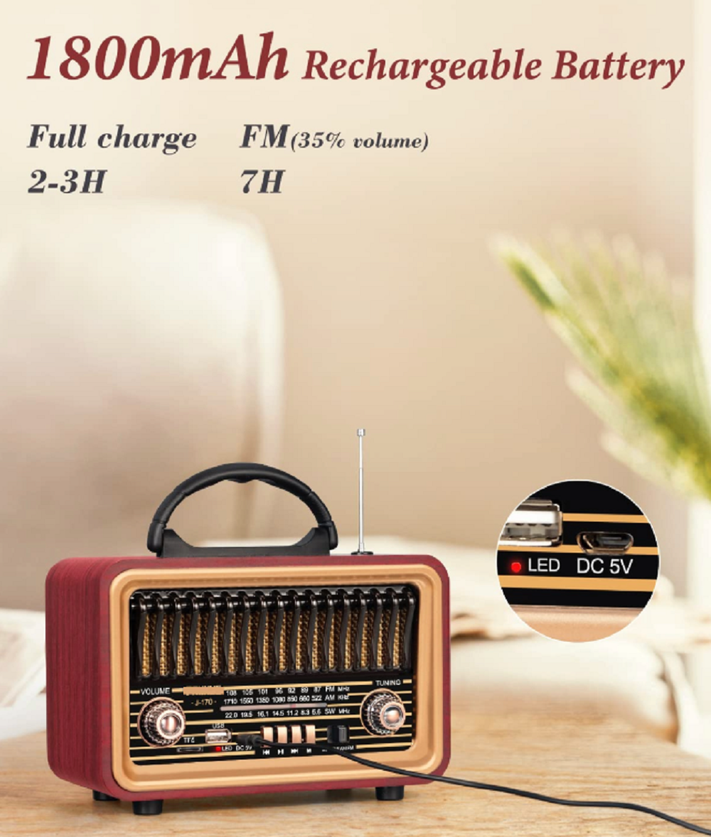 PARLANTE RADIO RETRO VINTAGE INALAMBRICO BLUETOOTH LAU - 4