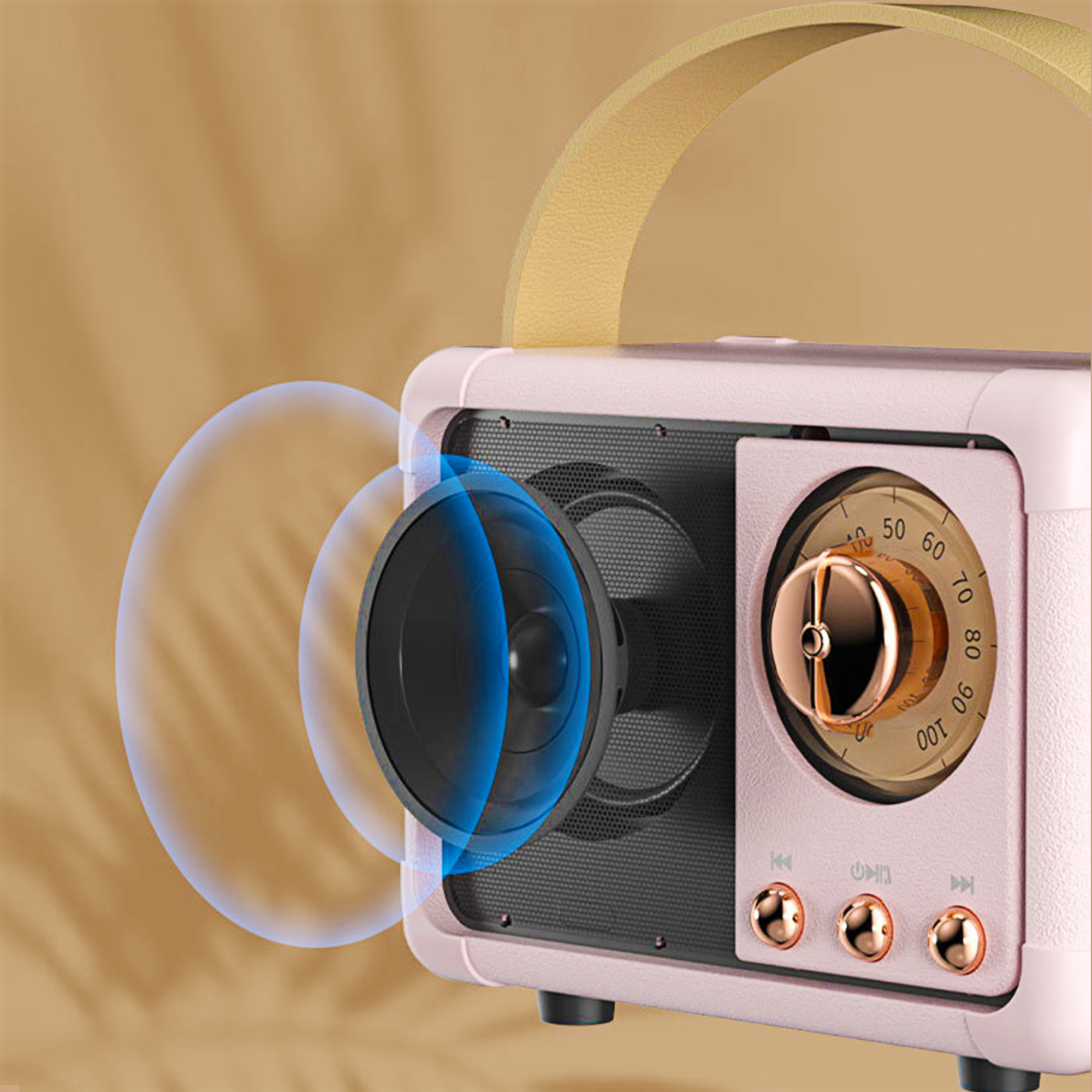 PARLANTE MINI ALTAVOZ RETRO PORTATIL RECARGABLE USB LAU - 3