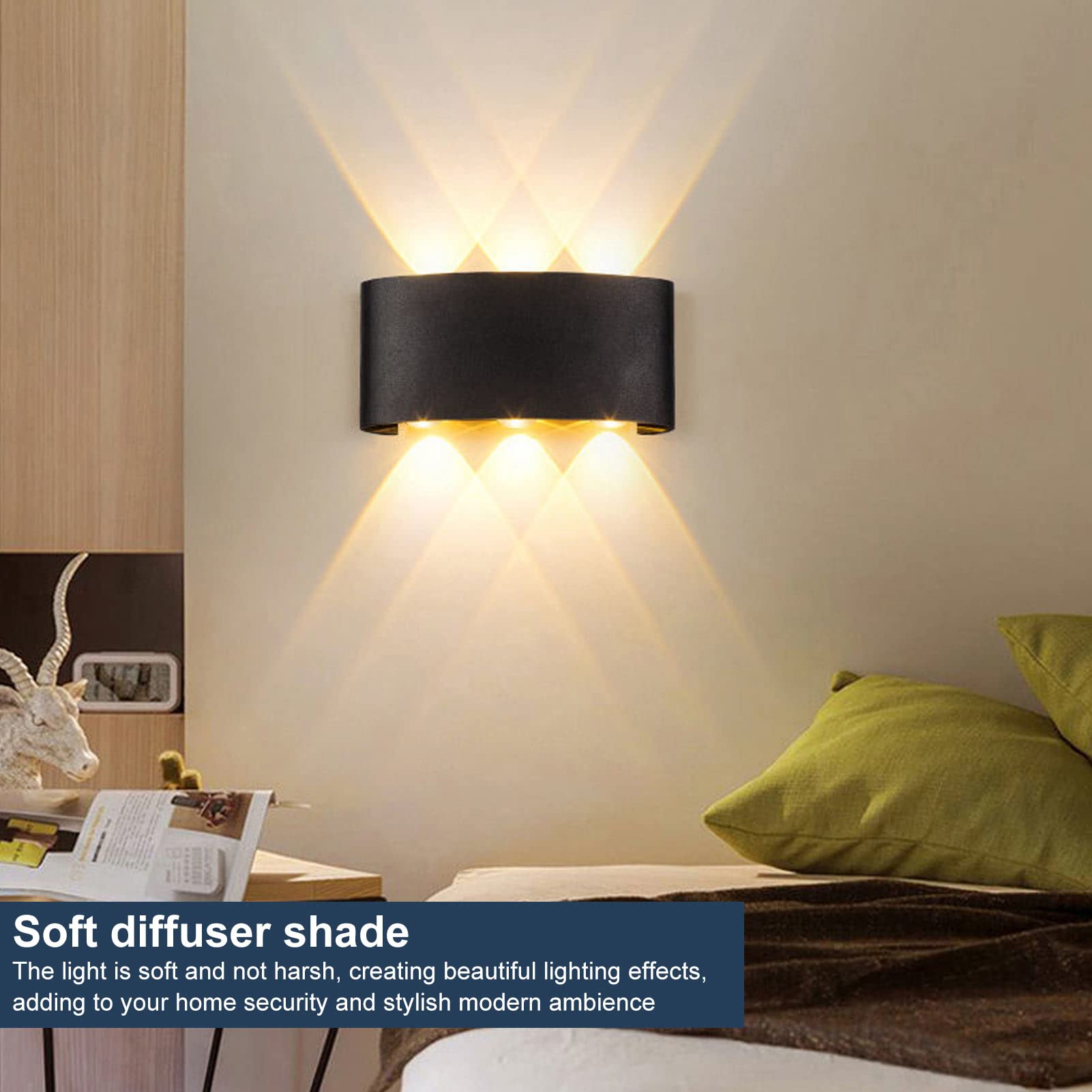 SET 2 APLIQUES MODERNO LED 6W SALA PORCHE PATIO GARAJE LAU - 3