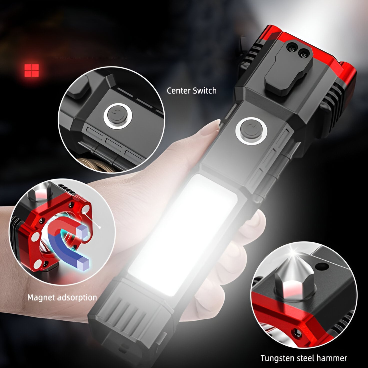 LINTERNA LED TACTICA RECARGABLE MULTIFUNCIONAL LAU - 3