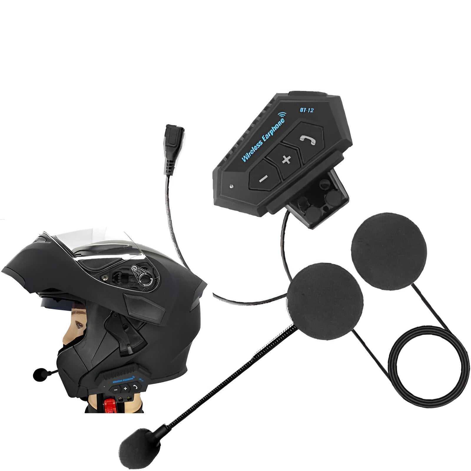 AUDIFONOS CASCO MOTOS INTERCOMUNICADORES BLUETOOTH LAU - 1