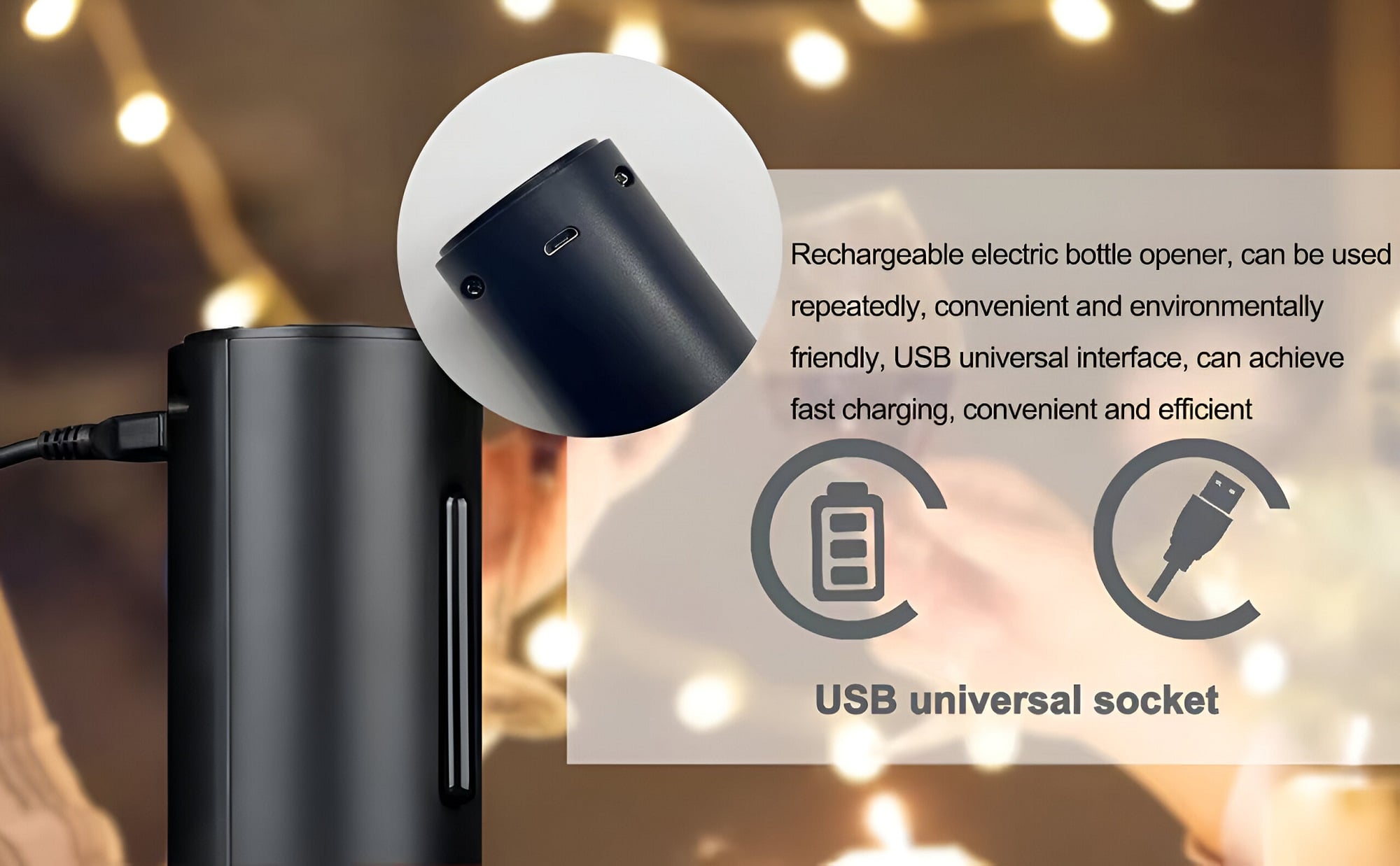 SACACORCHO AUTOMATICO PORTATIL USB BOTELLA LAU - 8