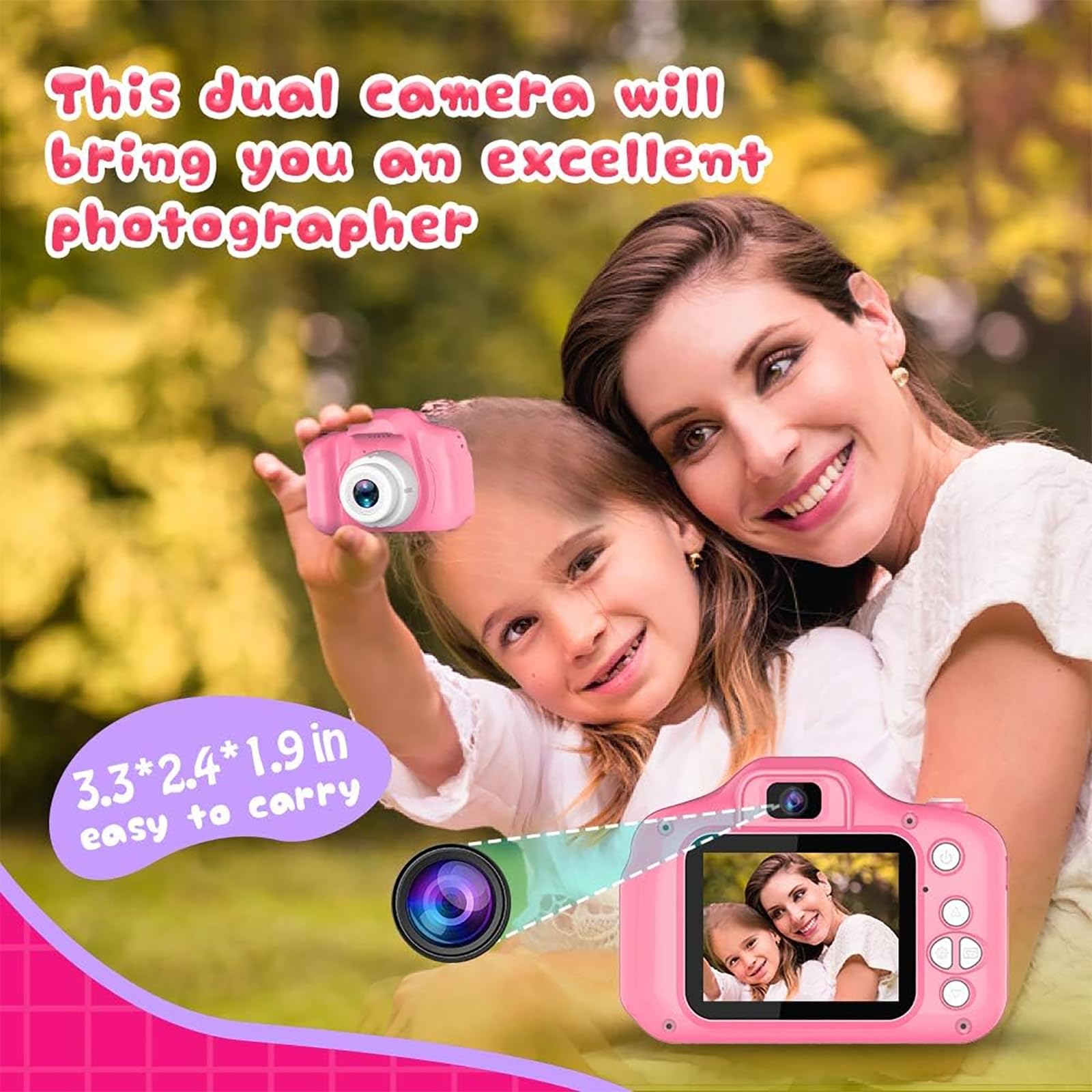CAMARA GRABADORA PORTATIL NIÑOS FOTOS HD SELFIES LAU - 4