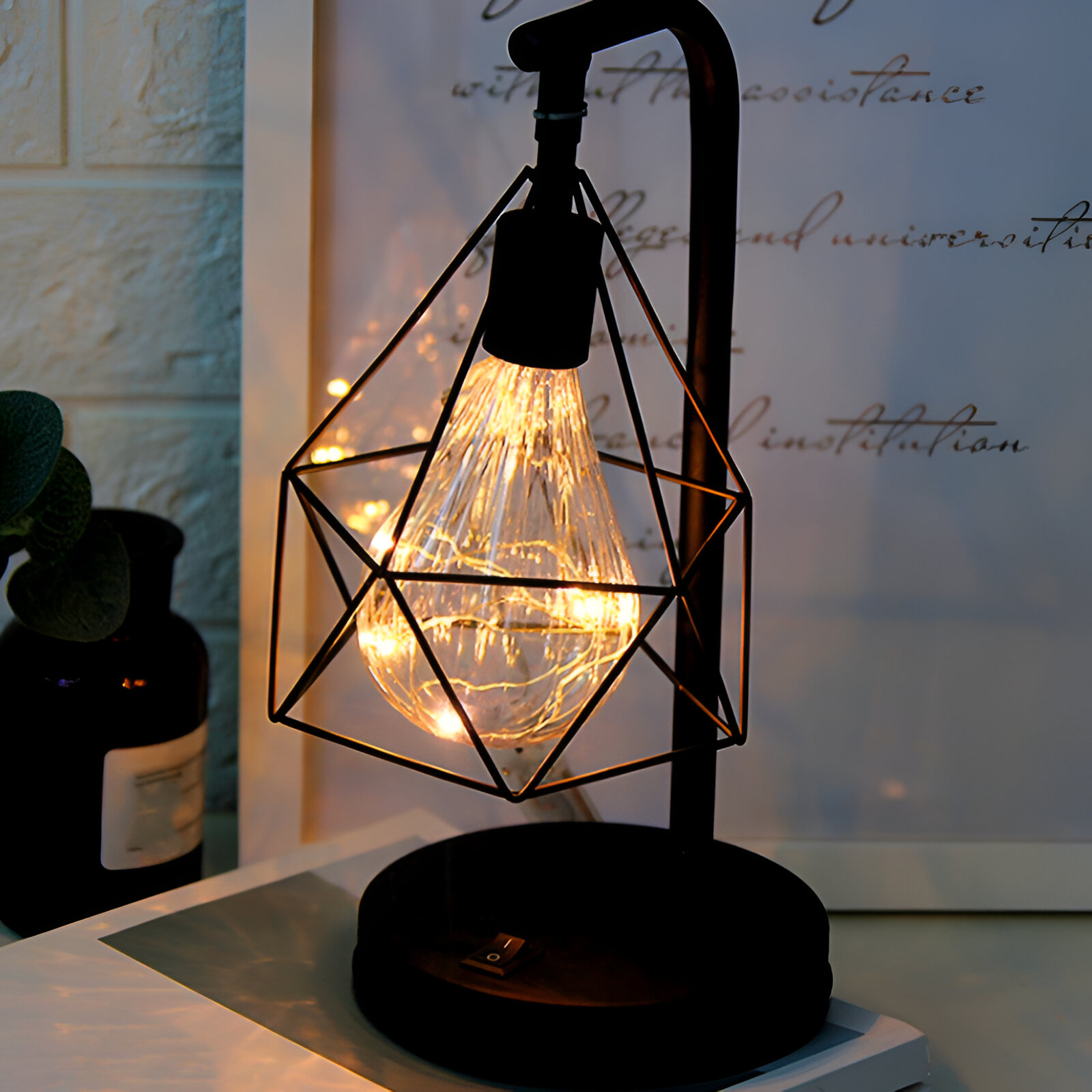 LAMPARA MESA LUZ RETRO ARTE MINIMALISTA NOCHE HOGAR JER - 1