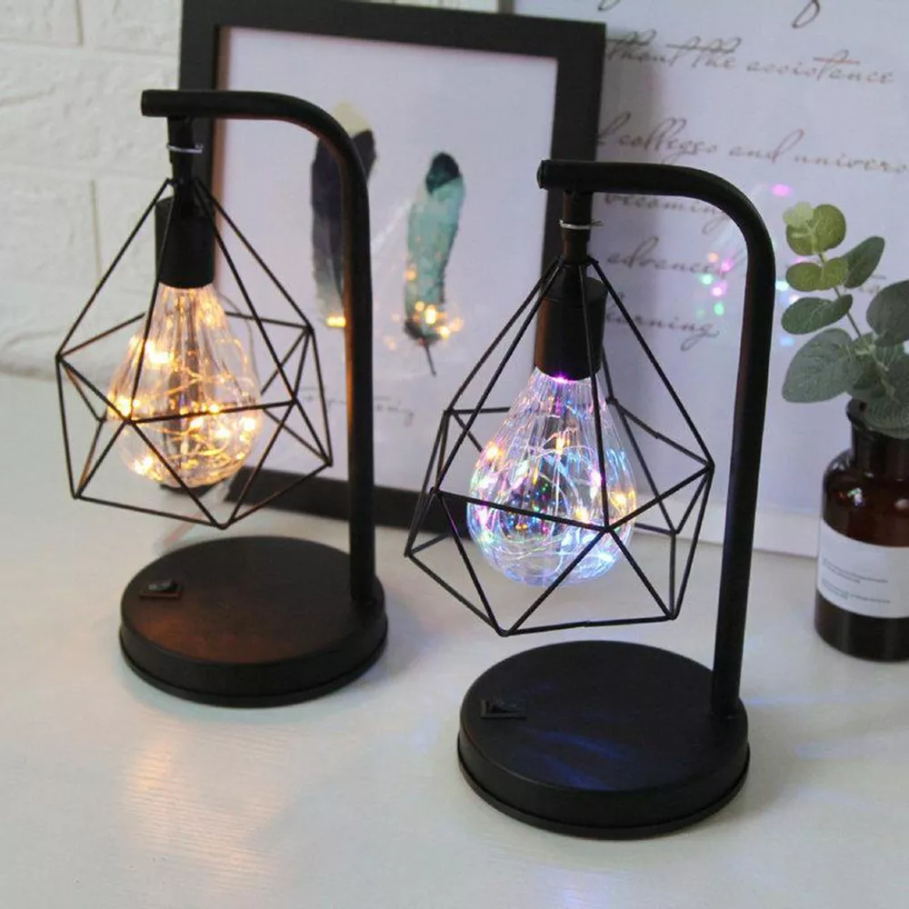 LAMPARA MESA LUZ RETRO ARTE MINIMALISTA NOCHE HOGAR JER - 6