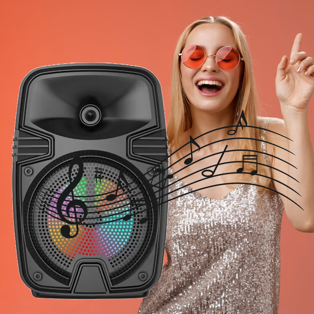PARLANTE PORTÁTIL MÚSICA ALTAVOZ LUCES COLORIDAD ESTEREO JER - 4