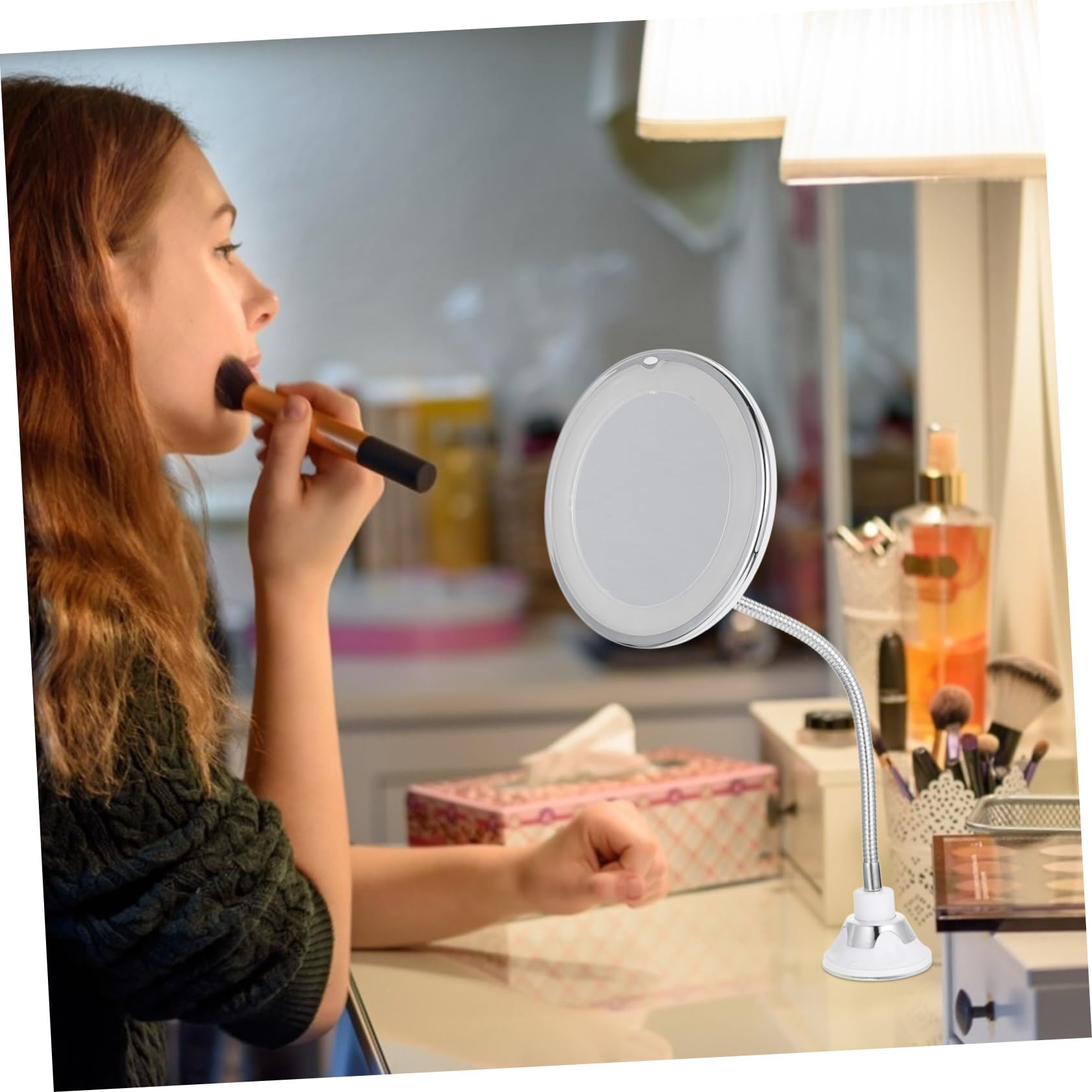 ESPEJO MAQUILLAJE AUMENTO LUZ LED CUELLO CISNE FLEXIBLE JER - 6
