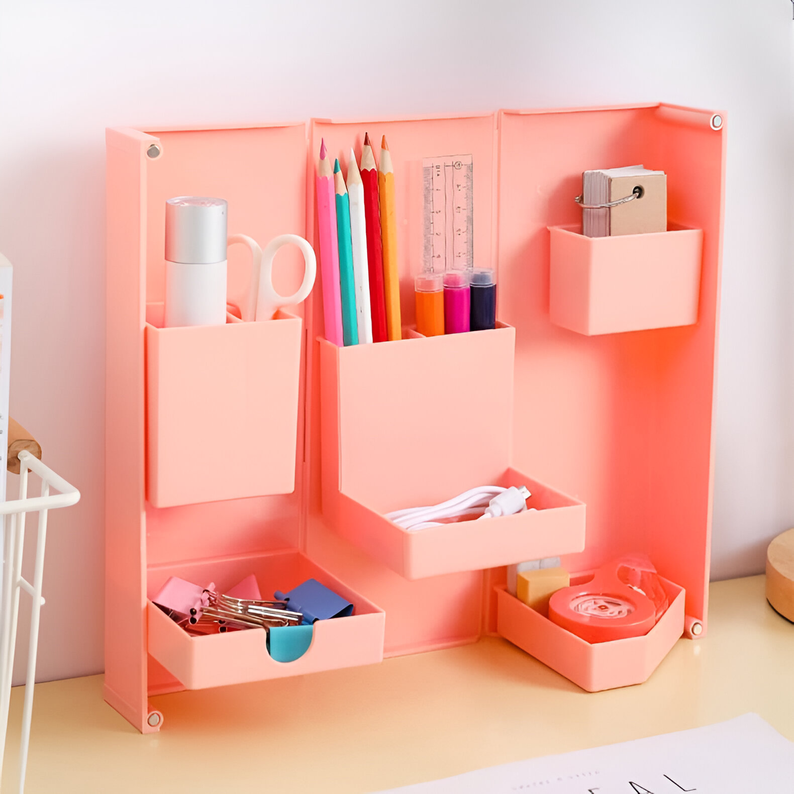 ORGANIZADOR ESCRITORIO PORTA LÁPIZ OFICINA PLEGABLE CAJA JER - 2